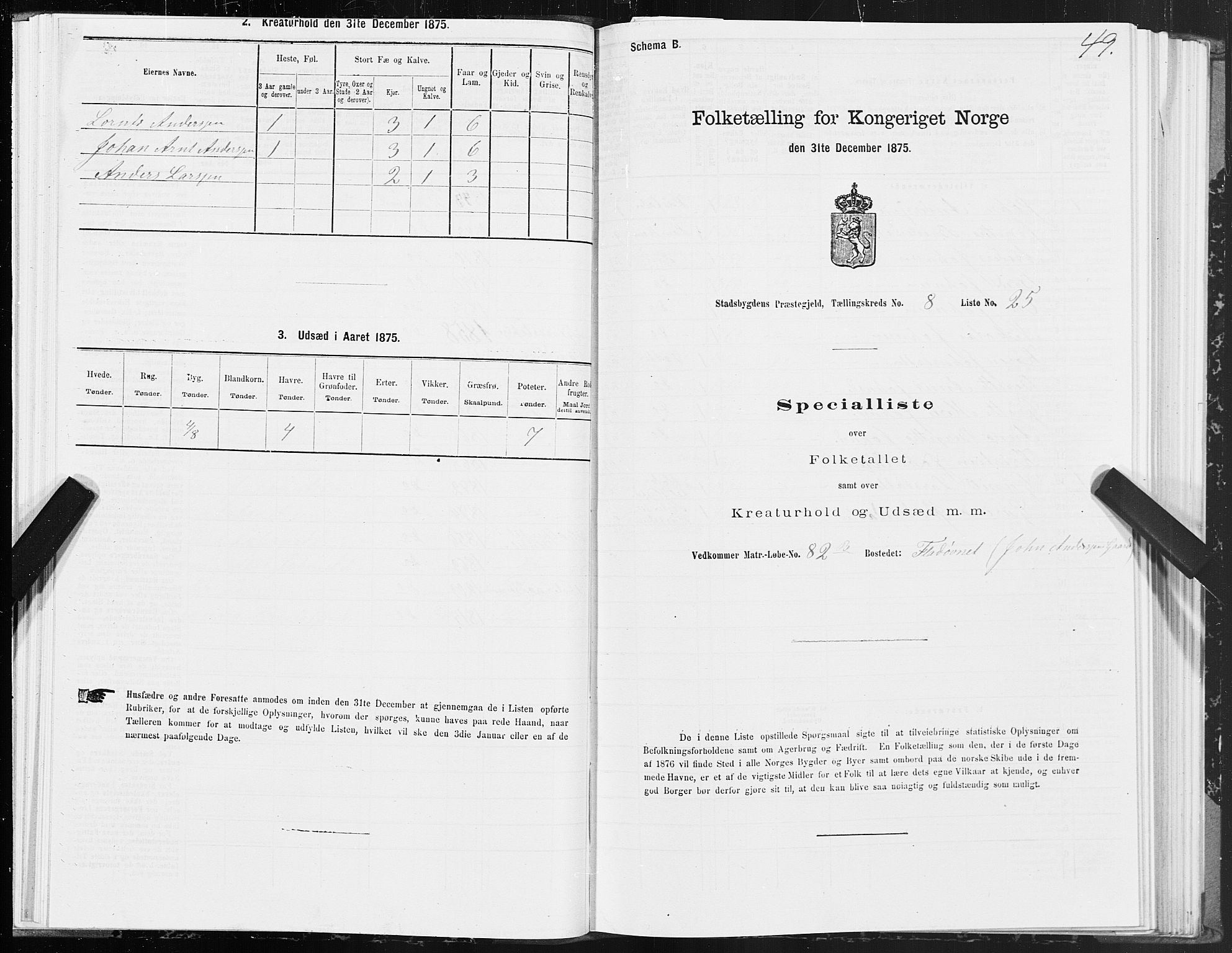 SAT, Folketelling 1875 for 1625P Stadsbygd prestegjeld, 1875, s. 5049