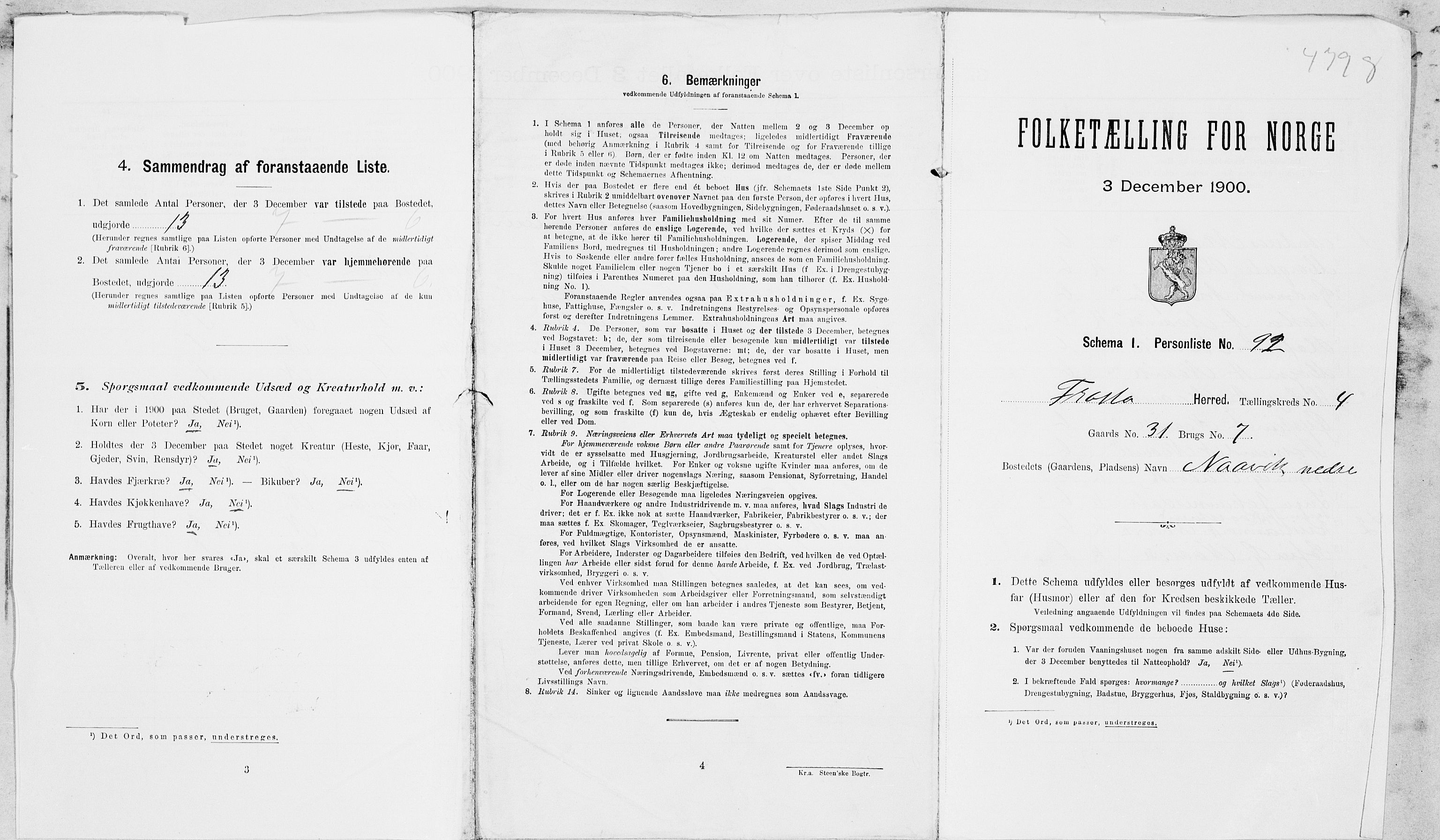 SAT, Folketelling 1900 for 1717 Frosta herred, 1900, s. 593