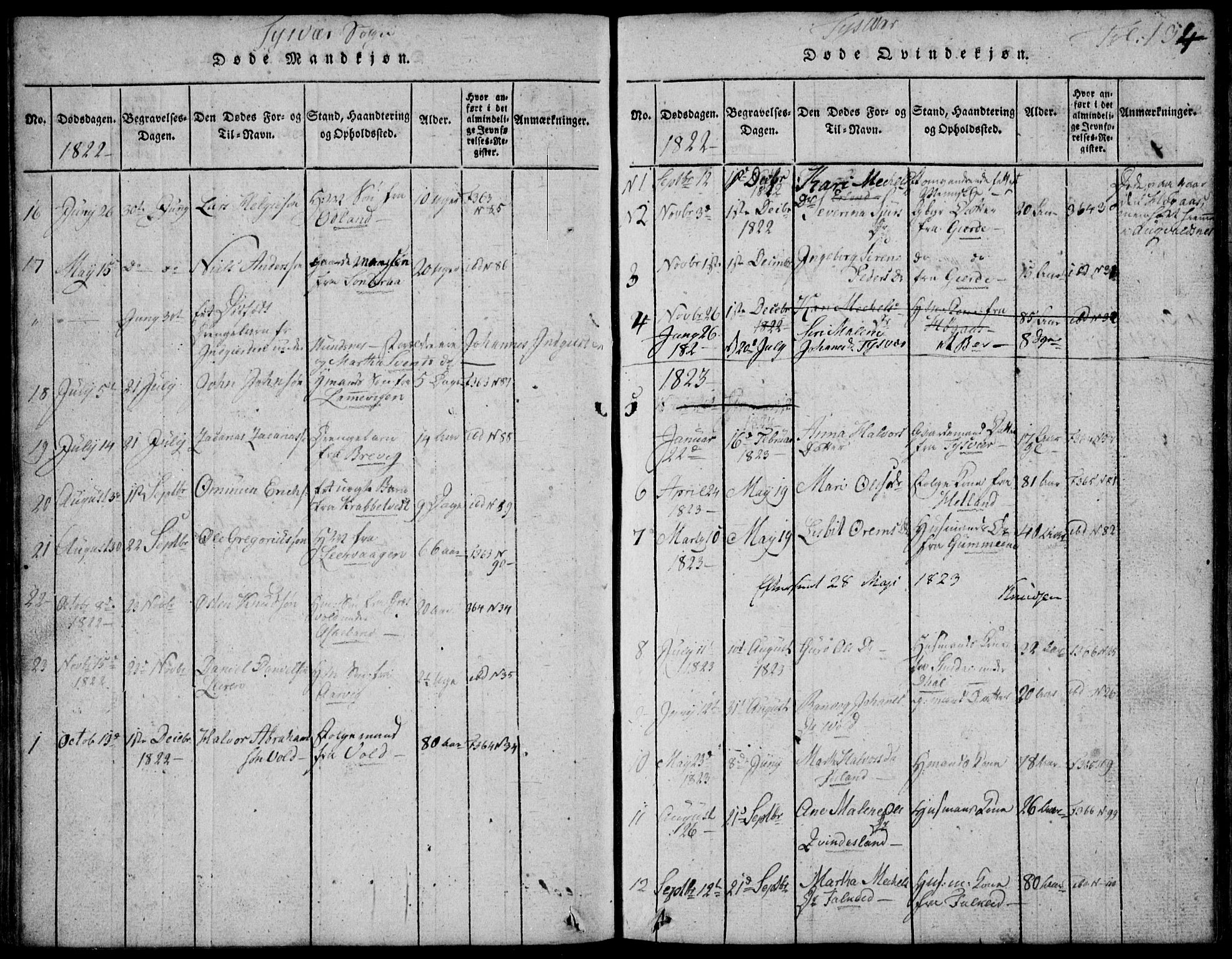 Skjold sokneprestkontor, SAST/A-101847/H/Ha/Hab/L0002: Klokkerbok nr. B 2 /1, 1815-1830, s. 134