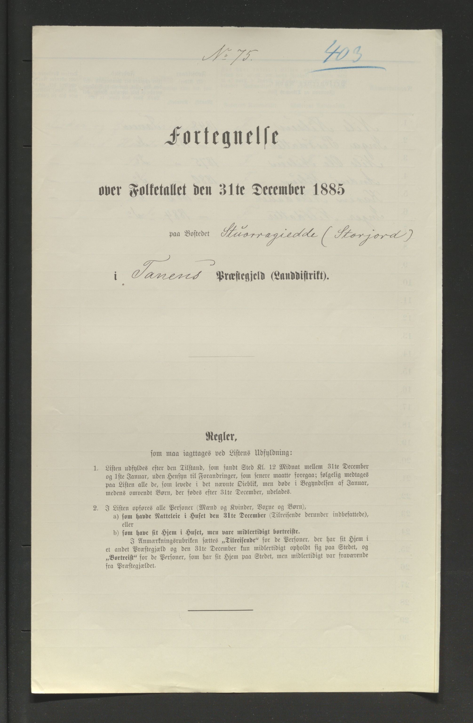 SATØ, Folketelling 1885 for 2025 Tana herred, 1885, s. 403a