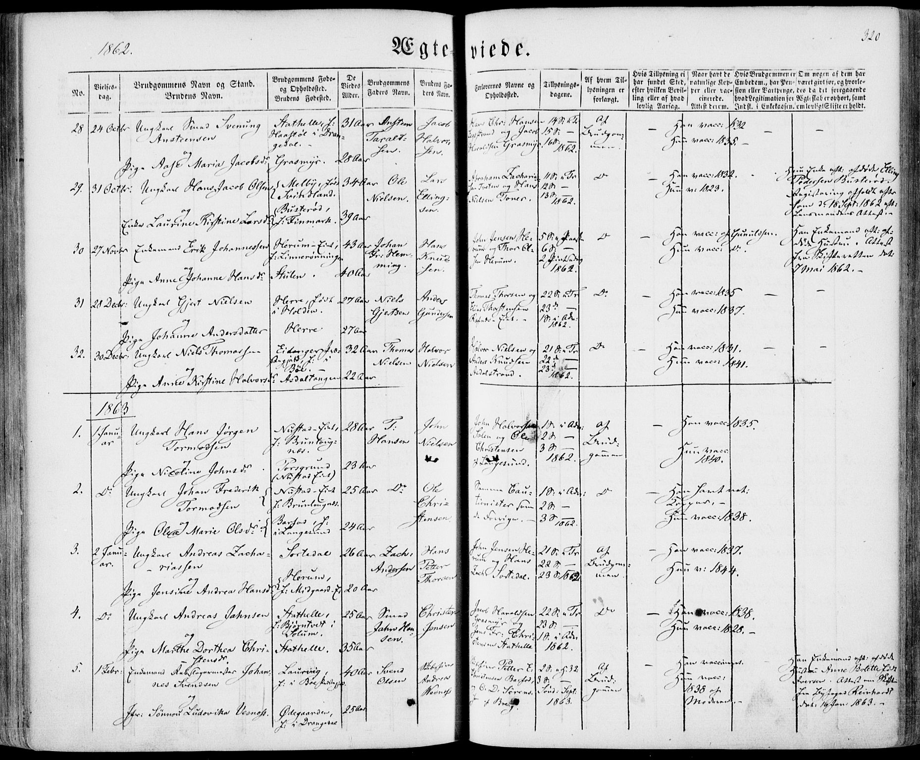 Bamble kirkebøker, AV/SAKO-A-253/F/Fa/L0005: Ministerialbok nr. I 5, 1854-1869, s. 320
