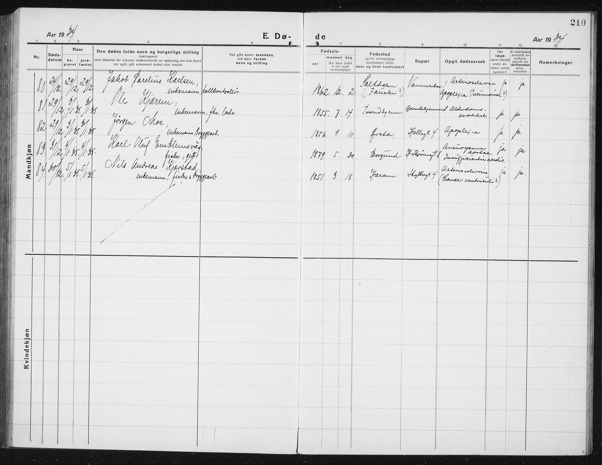 Ministerialprotokoller, klokkerbøker og fødselsregistre - Møre og Romsdal, SAT/A-1454/529/L0474: Klokkerbok nr. 529C11, 1918-1938, s. 210