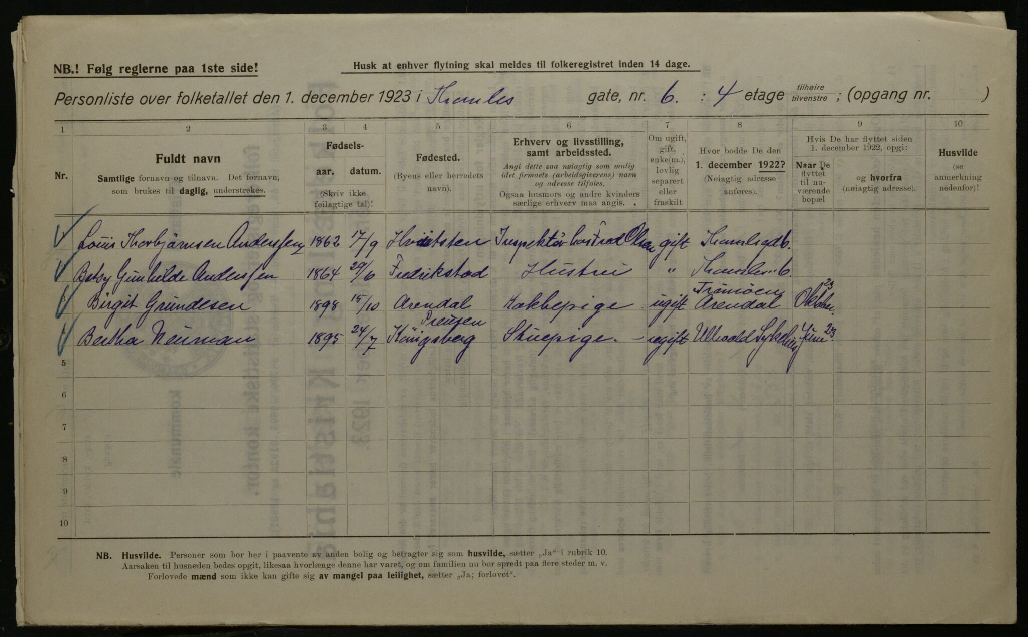 OBA, Kommunal folketelling 1.12.1923 for Kristiania, 1923, s. 120969