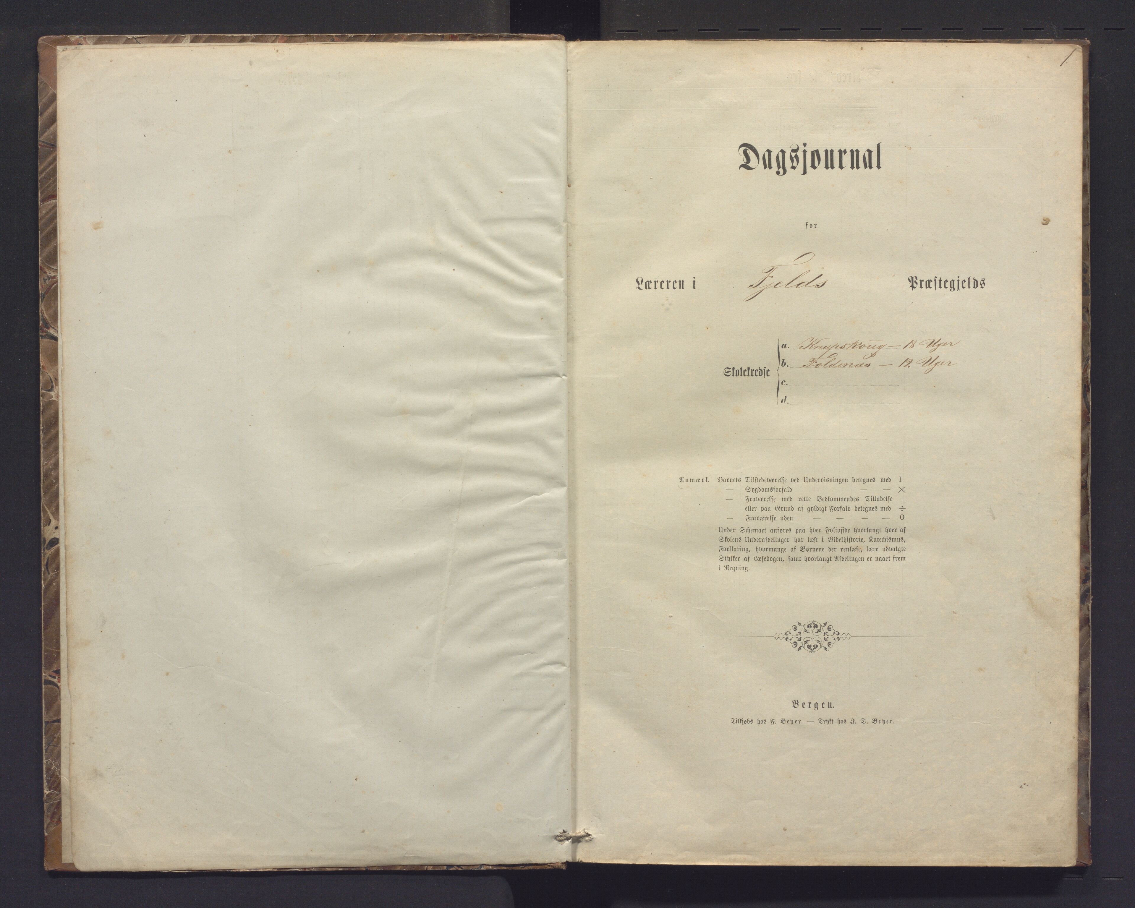 Fjell kommune. Barneskulane, IKAH/1246-231/G/Gh/L0001: Dagsjournal med karakterar for Knappskog og Foldnes skular , 1873-1884