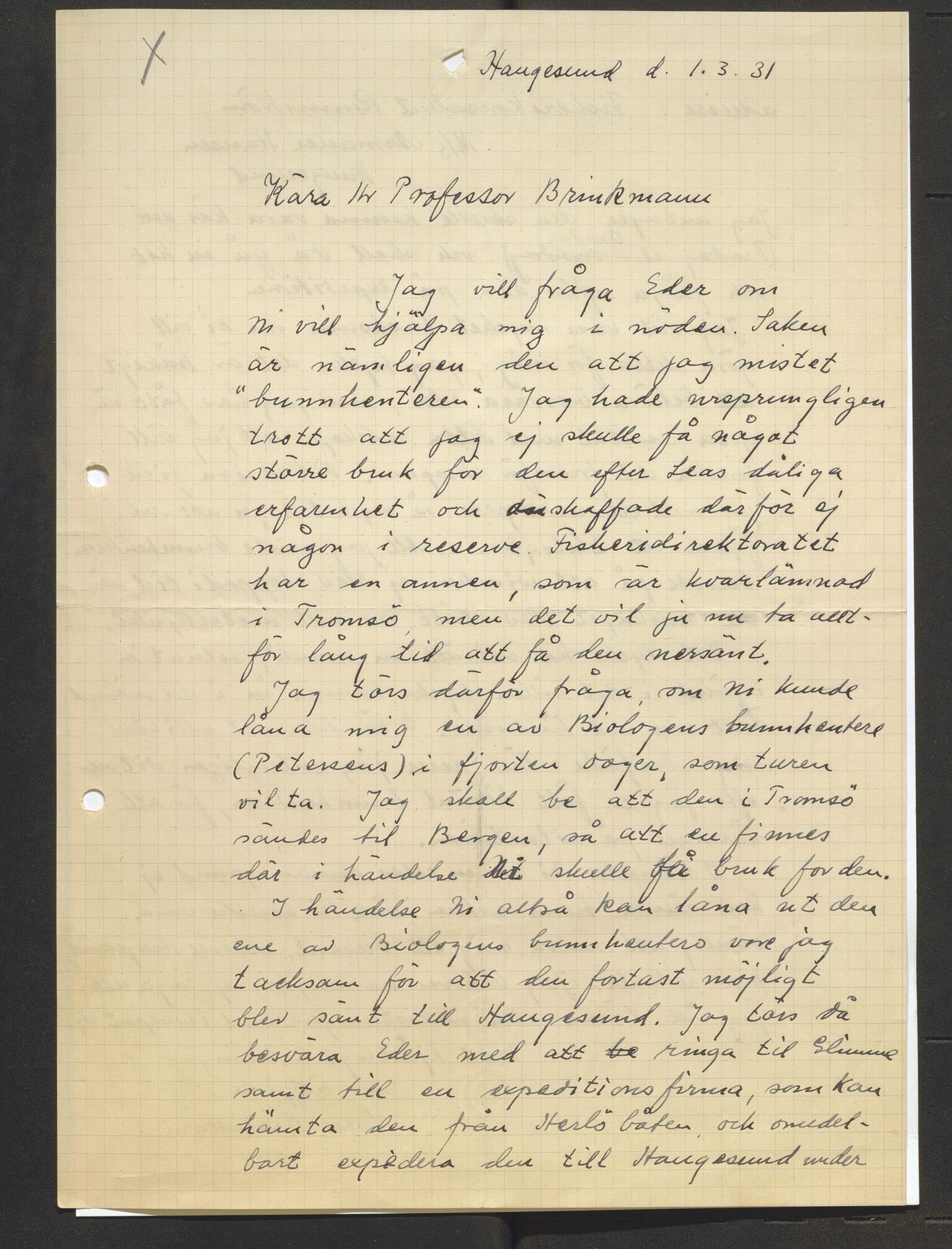 Bergens Museum, AV/SAB-A-17301/13/D/L0002: Korrespondanse , 1928-1940, s. 192