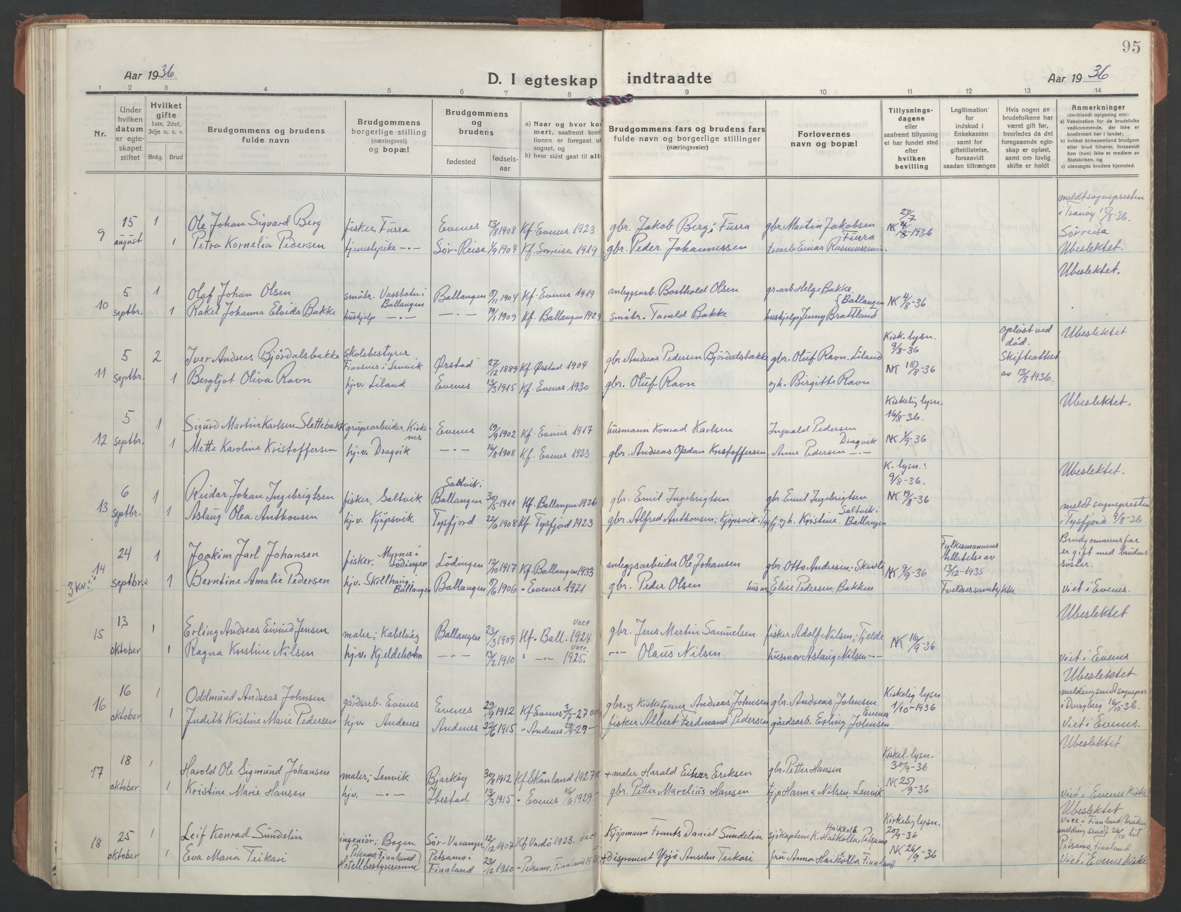 Ministerialprotokoller, klokkerbøker og fødselsregistre - Nordland, AV/SAT-A-1459/863/L0902: Ministerialbok nr. 863A14, 1906-1937, s. 95