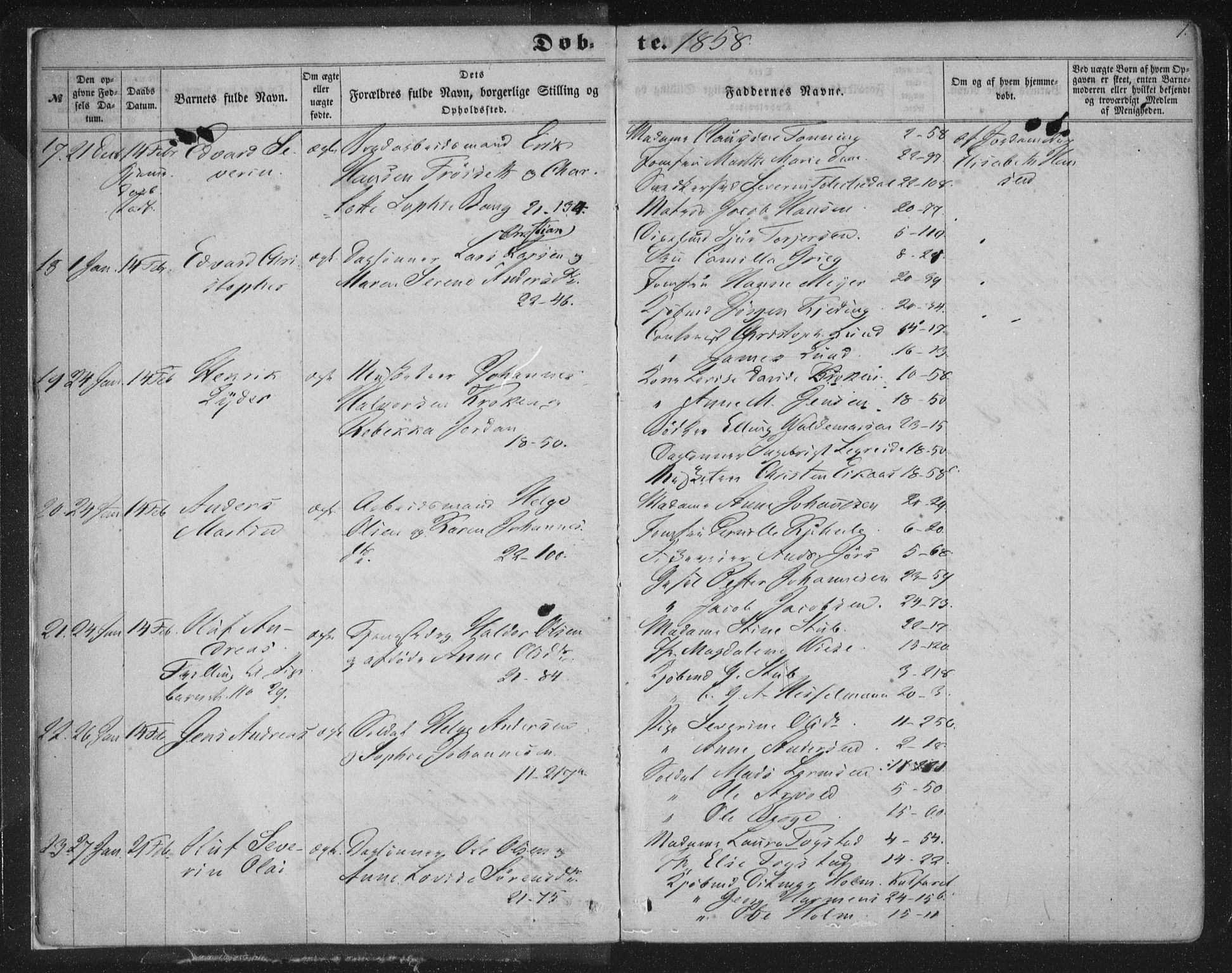 Korskirken sokneprestembete, AV/SAB-A-76101/H/Haa/L0018: Ministerialbok nr. B 4, 1857-1866, s. 7