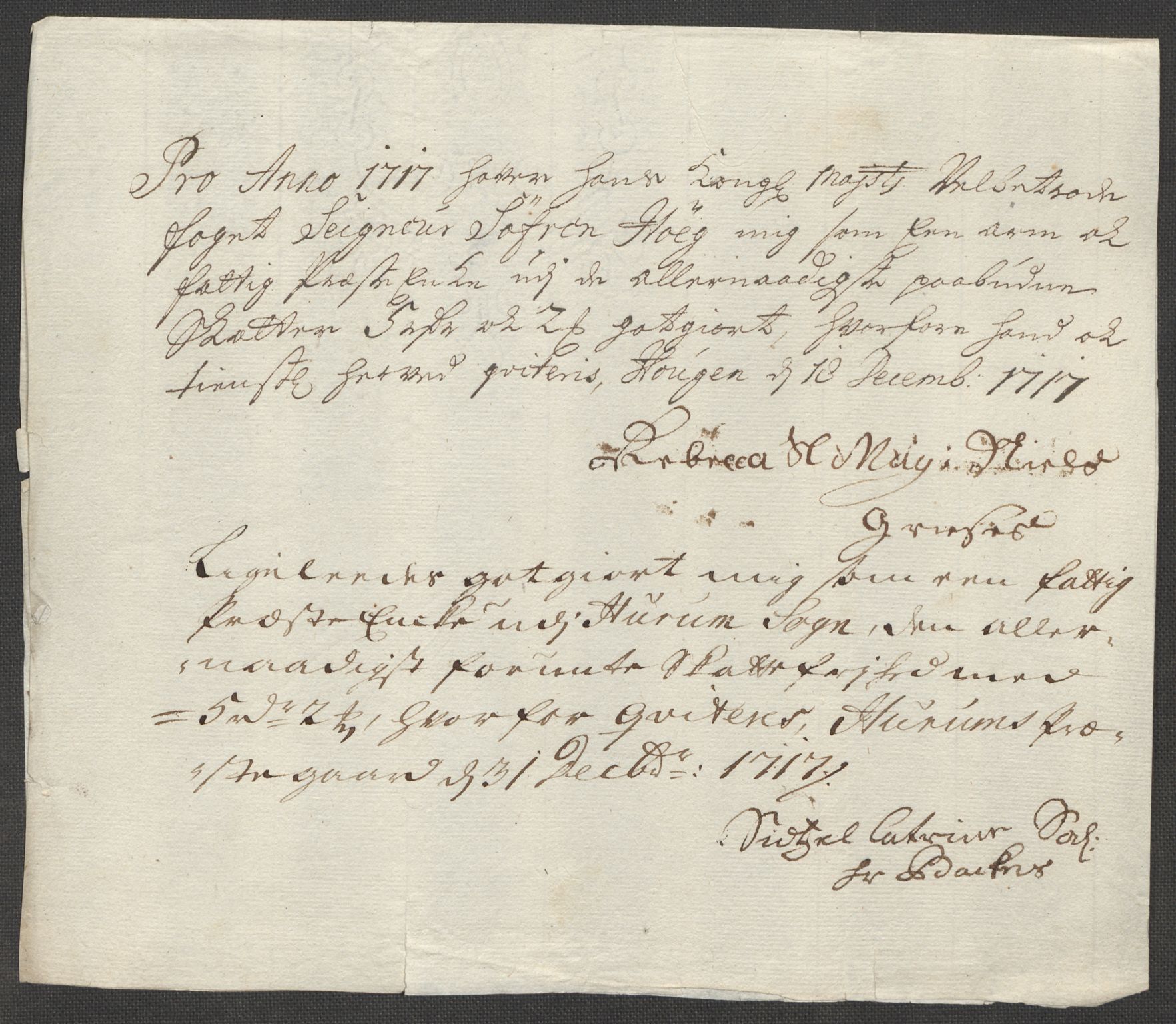 Rentekammeret inntil 1814, Reviderte regnskaper, Fogderegnskap, AV/RA-EA-4092/R31/L1711: Fogderegnskap Hurum, Røyken, Eiker, Lier og Buskerud, 1717, s. 311