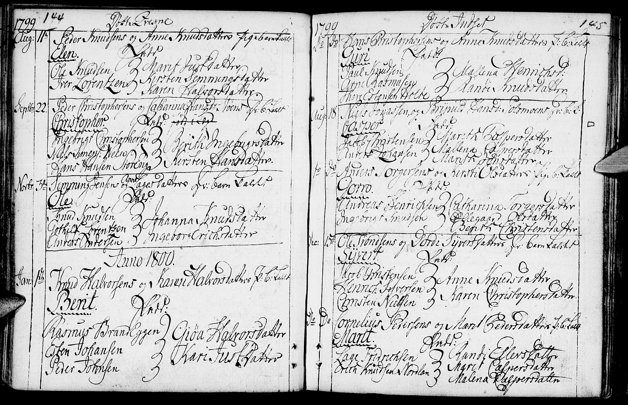 Kvikne prestekontor, AV/SAH-PREST-064/H/Ha/Haa/L0003: Ministerialbok nr. 3, 1785-1814, s. 144-145