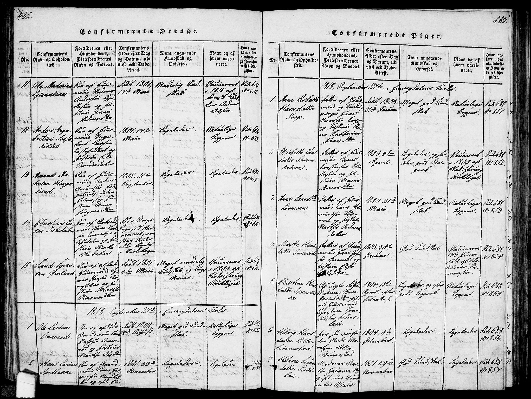 Idd prestekontor Kirkebøker, SAO/A-10911/F/Fc/L0002: Ministerialbok nr. III 2, 1815-1831, s. 482-483