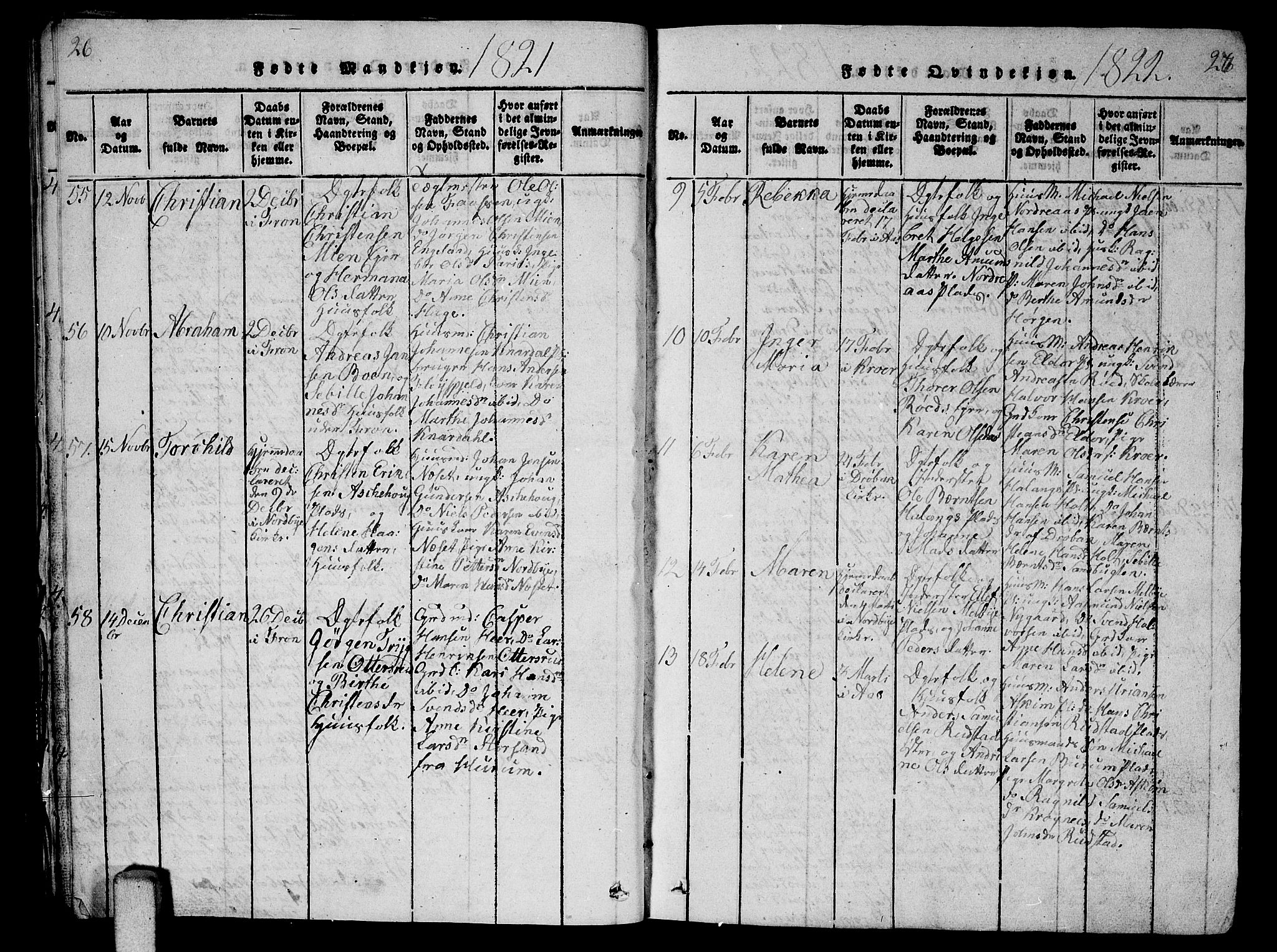 Ås prestekontor Kirkebøker, AV/SAO-A-10894/G/Ga/L0002: Klokkerbok nr. I 2, 1820-1836, s. 26-27