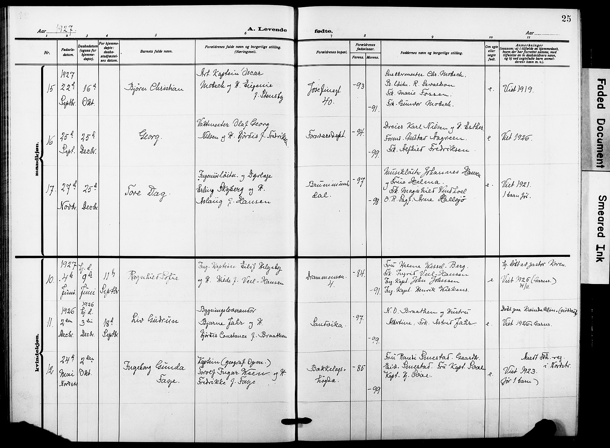 Garnisonsmenigheten Kirkebøker, AV/SAO-A-10846/F/Fa/L0016: Ministerialbok nr. 16, 1922-1930, s. 25