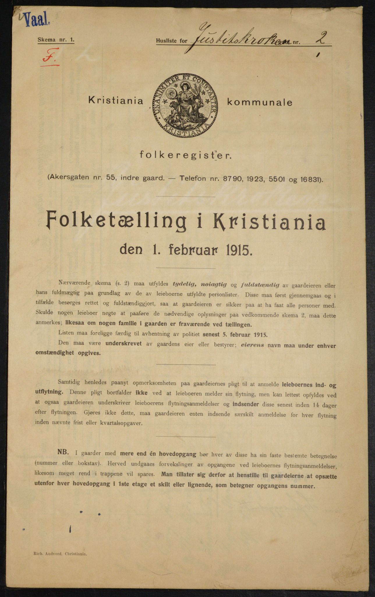 OBA, Kommunal folketelling 1.2.1915 for Kristiania, 1915, s. 47198