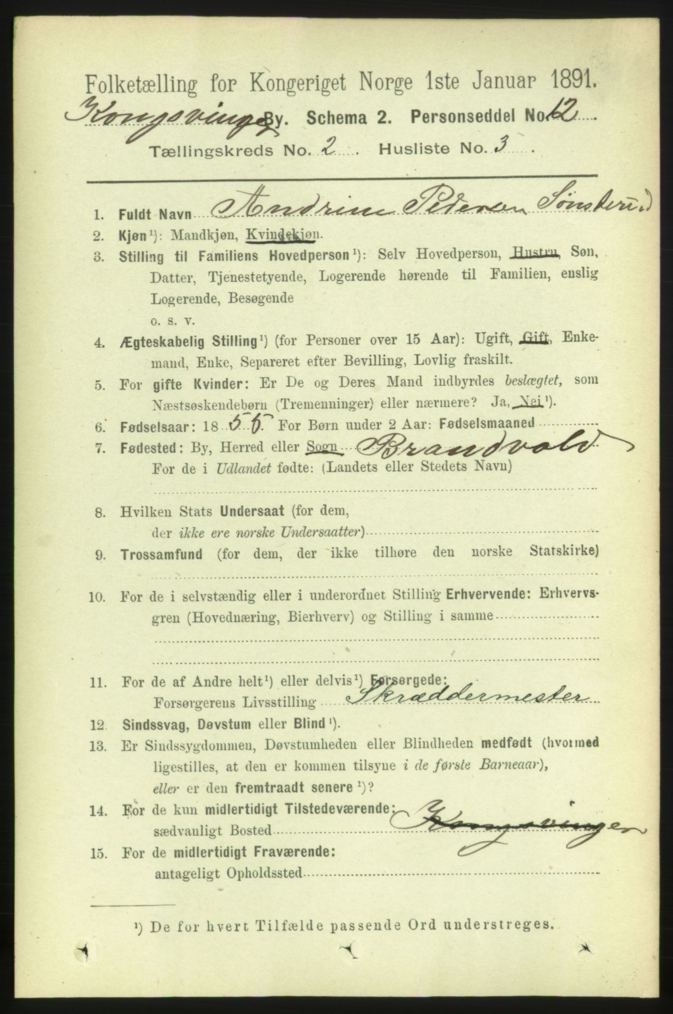 RA, Folketelling 1891 for 0402 Kongsvinger kjøpstad, 1891, s. 810