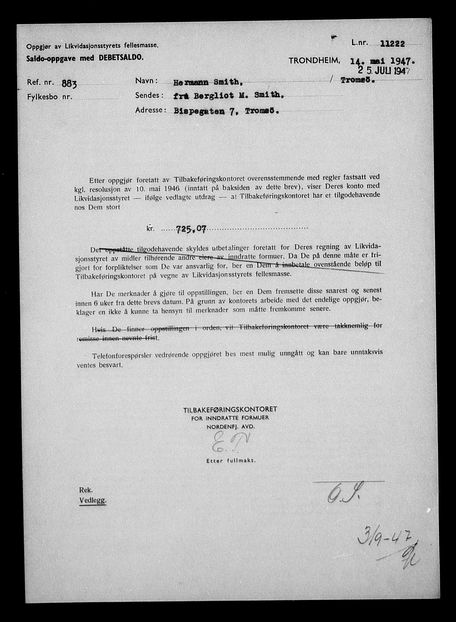 Justisdepartementet, Tilbakeføringskontoret for inndratte formuer, AV/RA-S-1564/H/Hc/Hcb/L0916: --, 1945-1947, s. 404