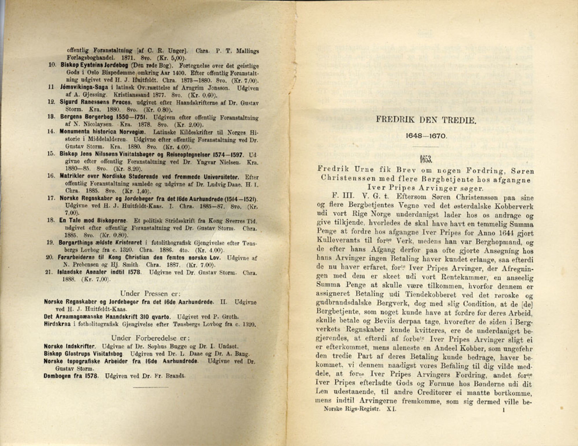 Publikasjoner utgitt av Det Norske Historiske Kildeskriftfond, PUBL/-/-/-: Norske Rigs-Registranter, bind 11, 1653-1656, s. 1