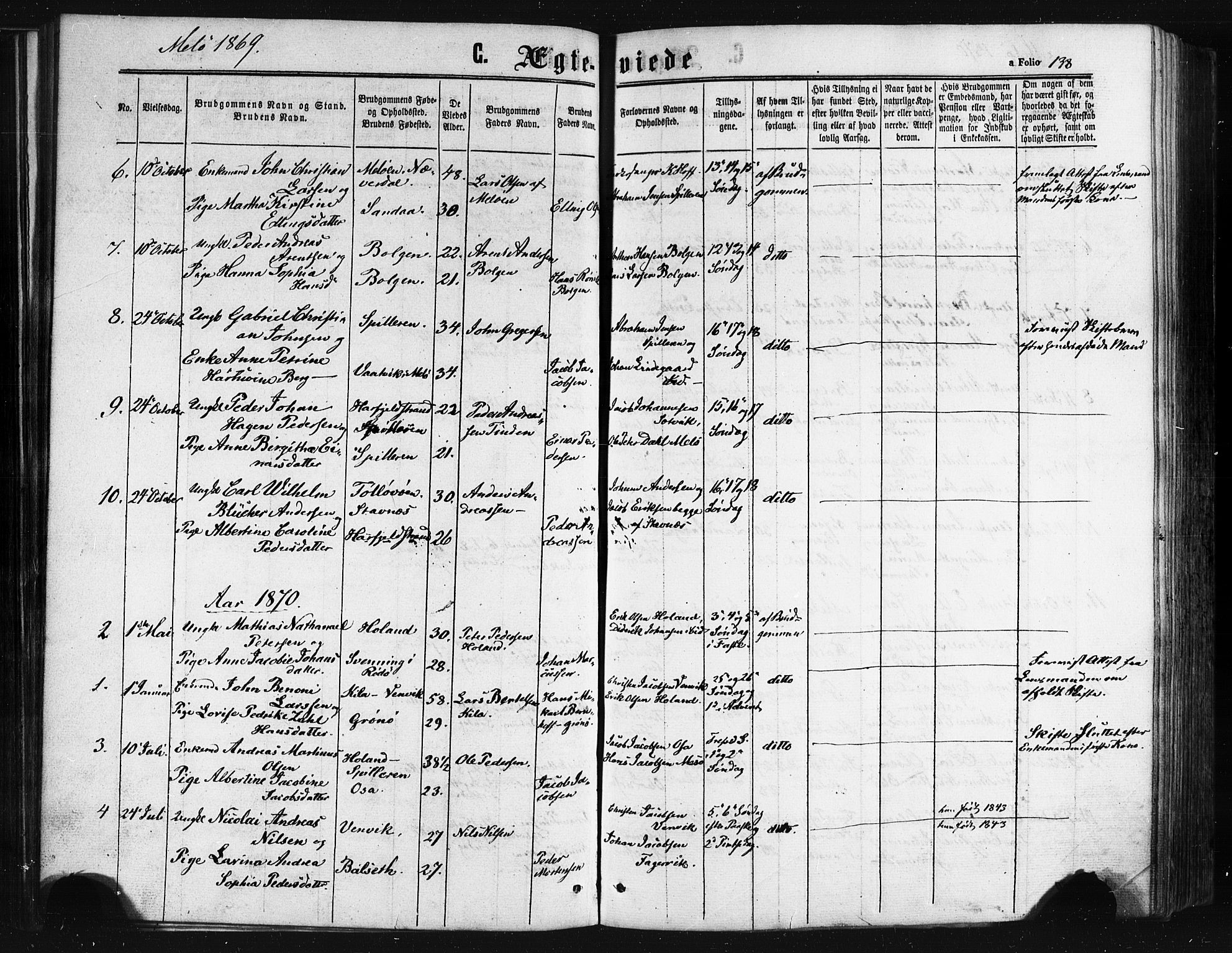 Ministerialprotokoller, klokkerbøker og fødselsregistre - Nordland, AV/SAT-A-1459/841/L0607: Ministerialbok nr. 841A11 /2, 1863-1877, s. 138