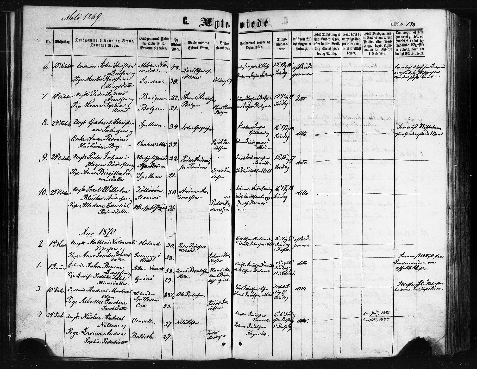 Ministerialprotokoller, klokkerbøker og fødselsregistre - Nordland, SAT/A-1459/841/L0607: Ministerialbok nr. 841A11 /2, 1863-1877, s. 138