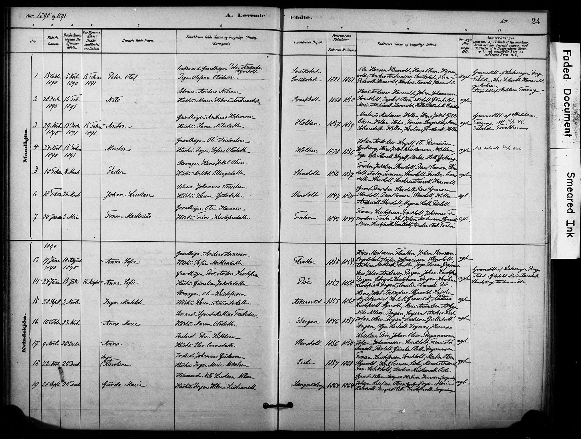 Lardal kirkebøker, AV/SAKO-A-350/F/Fd/L0001: Ministerialbok nr. IV 1, 1881-1907, s. 24
