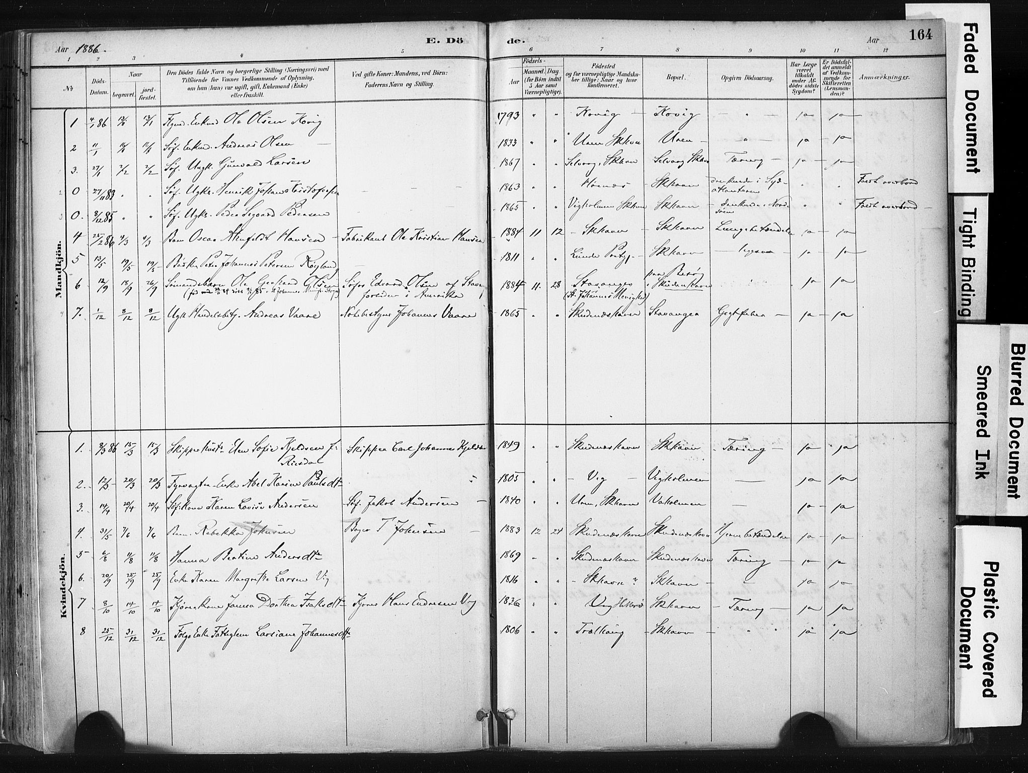 Skudenes sokneprestkontor, AV/SAST-A -101849/H/Ha/Haa/L0008: Ministerialbok nr. A 5, 1882-1912, s. 164