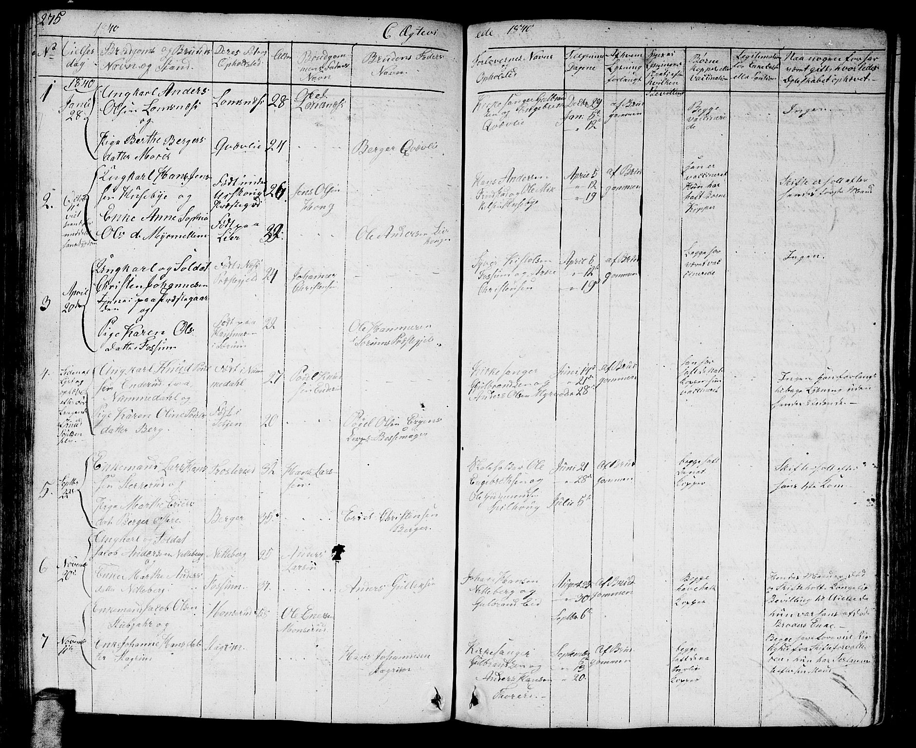 Aurskog prestekontor Kirkebøker, AV/SAO-A-10304a/G/Ga/L0002: Klokkerbok nr. I 2, 1829-1857, s. 275