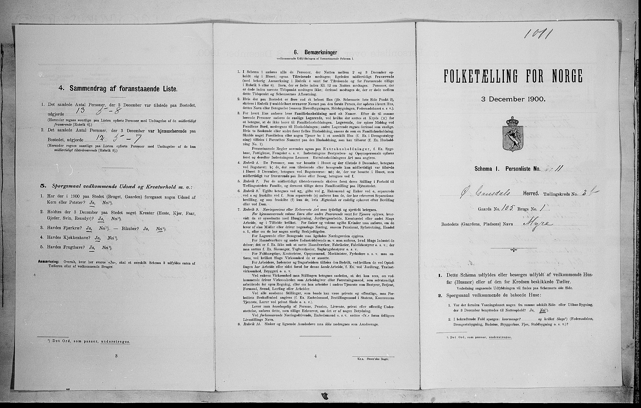 SAH, Folketelling 1900 for 0522 Østre Gausdal herred, 1900, s. 395