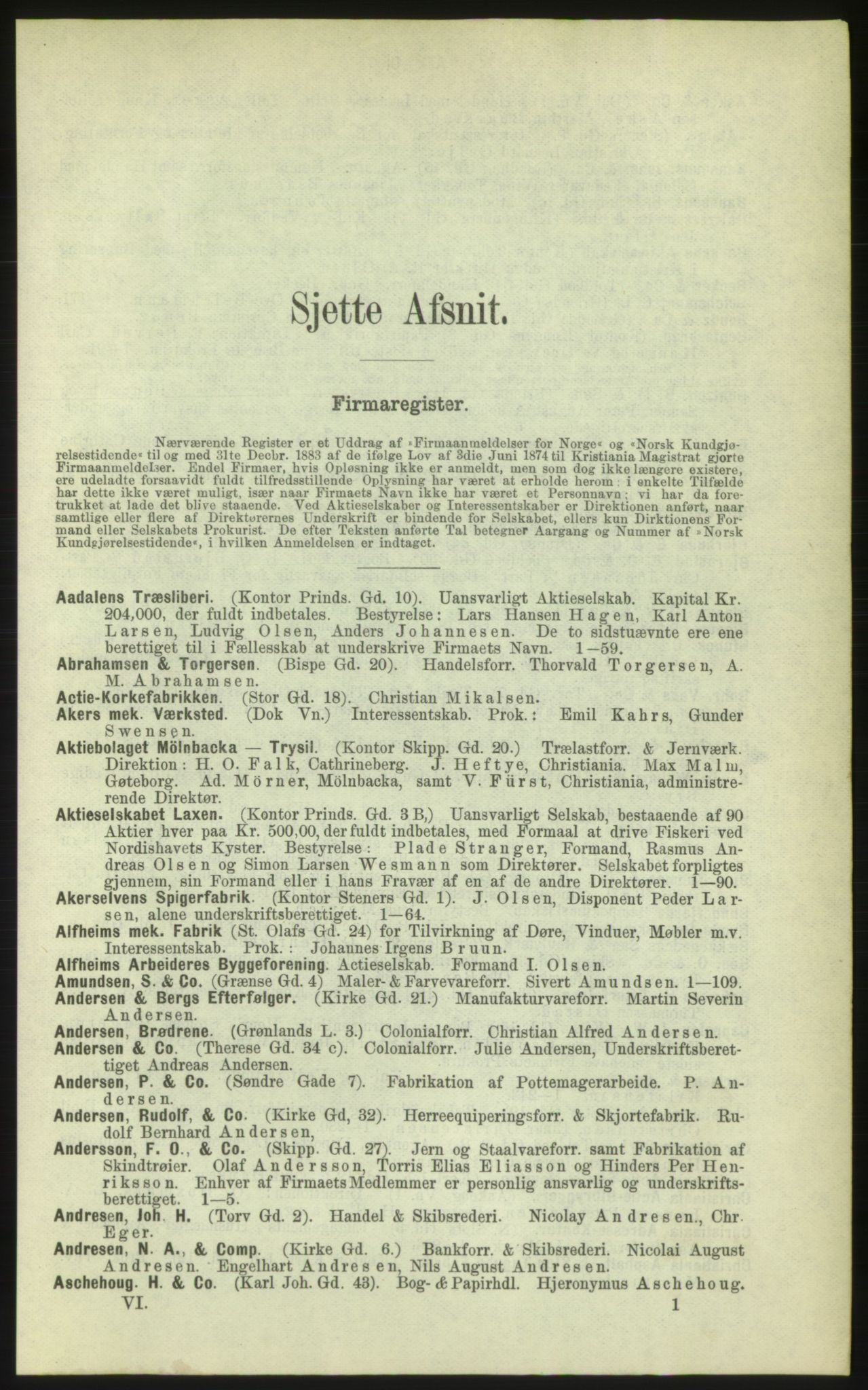 Kristiania/Oslo adressebok, PUBL/-, 1884, s. 1