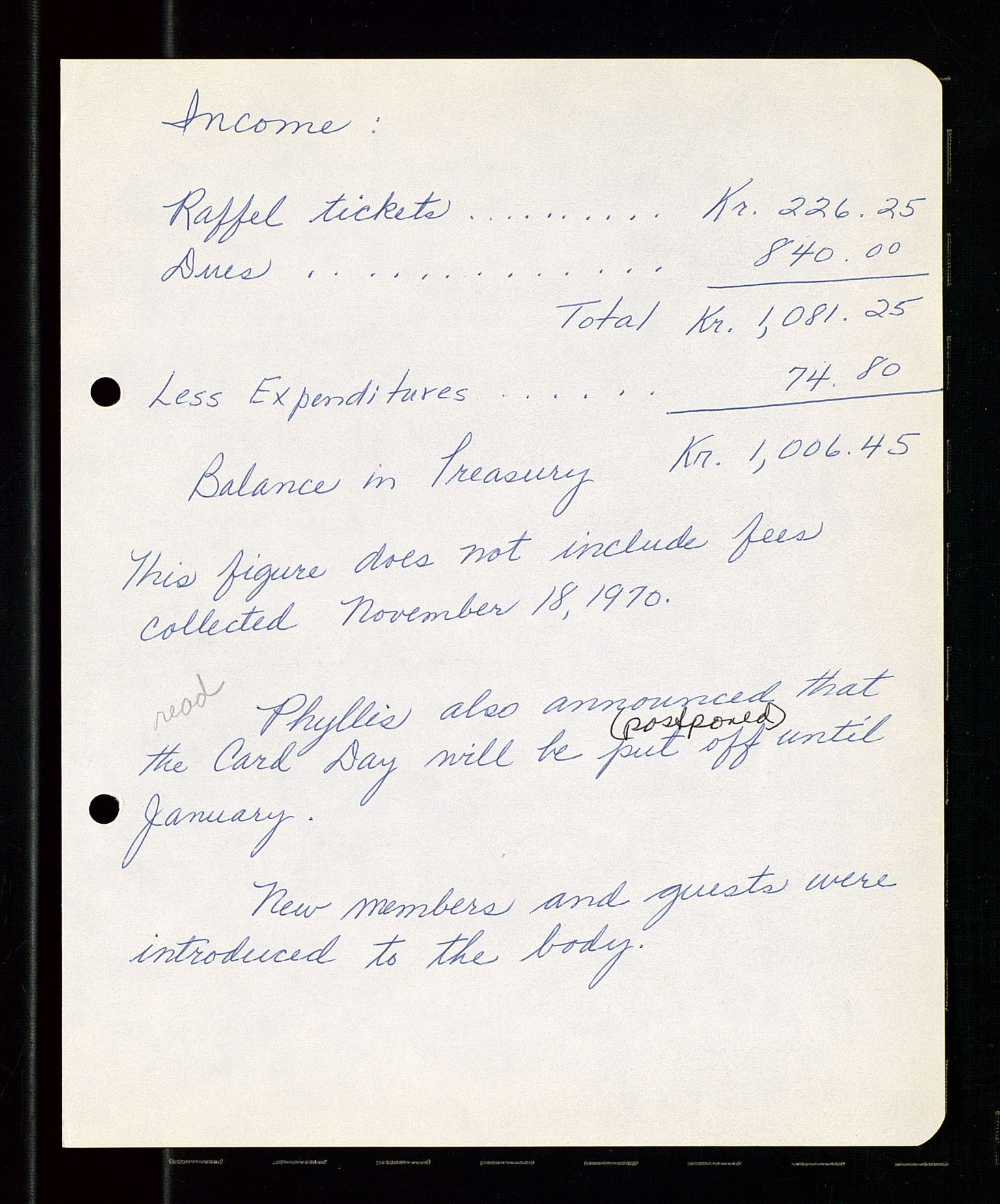 PA 1547 - Petroleum Wives Club, AV/SAST-A-101974/A/Aa/L0001: Board and General Meeting, 1970-1983