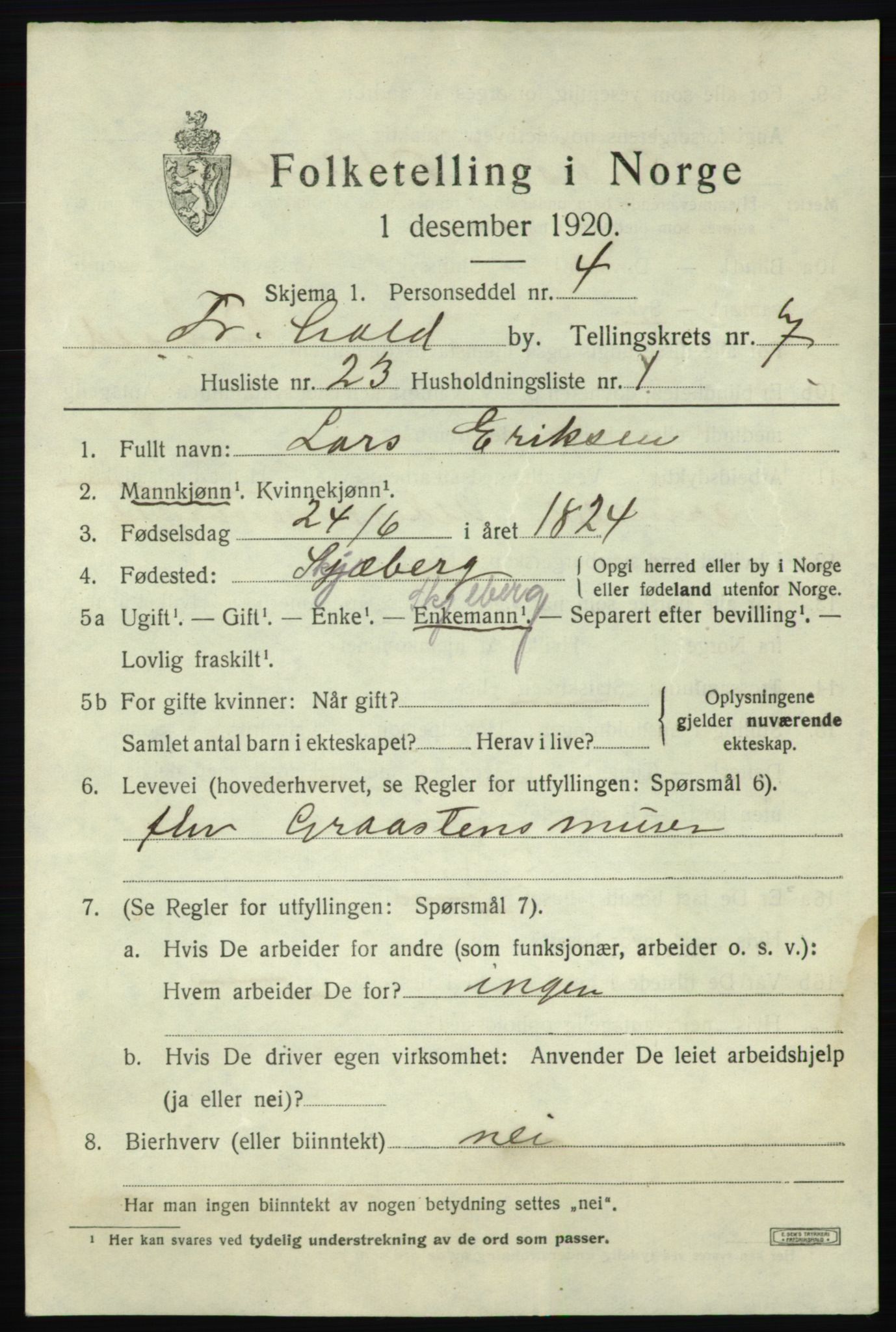 SAO, Folketelling 1920 for 0101 Fredrikshald kjøpstad, 1920, s. 14348