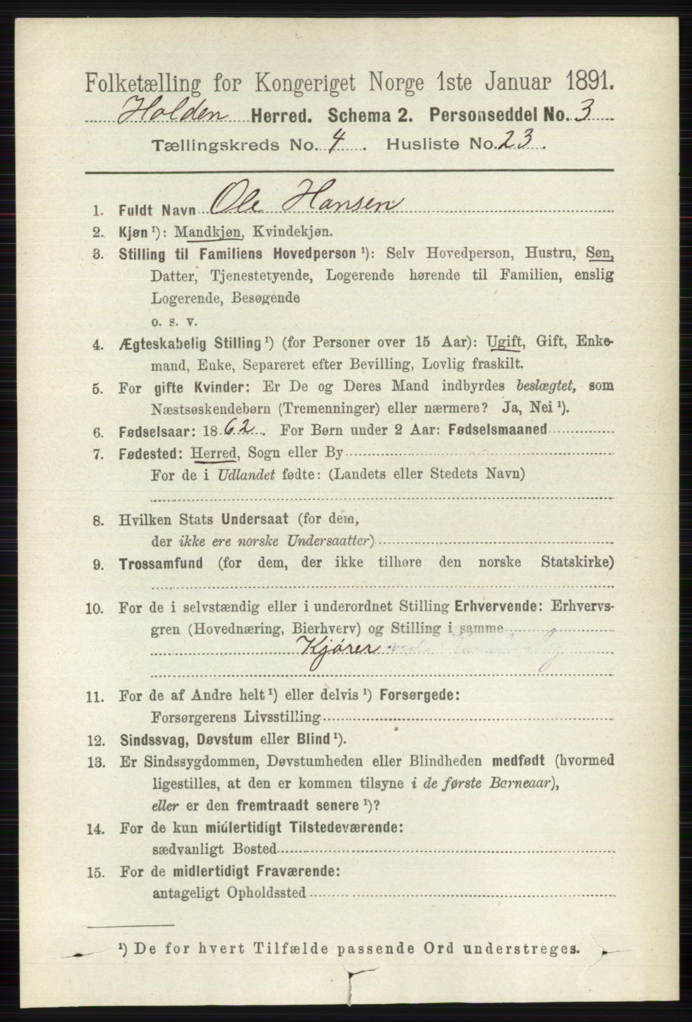 RA, Folketelling 1891 for 0819 Holla herred, 1891, s. 2399