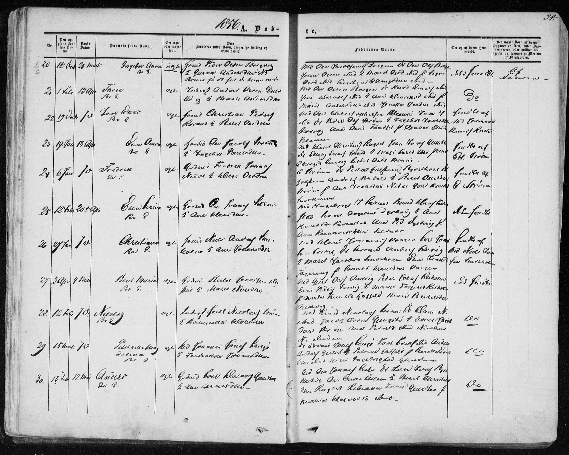 Ministerialprotokoller, klokkerbøker og fødselsregistre - Møre og Romsdal, AV/SAT-A-1454/568/L0804: Ministerialbok nr. 568A11, 1854-1868, s. 34