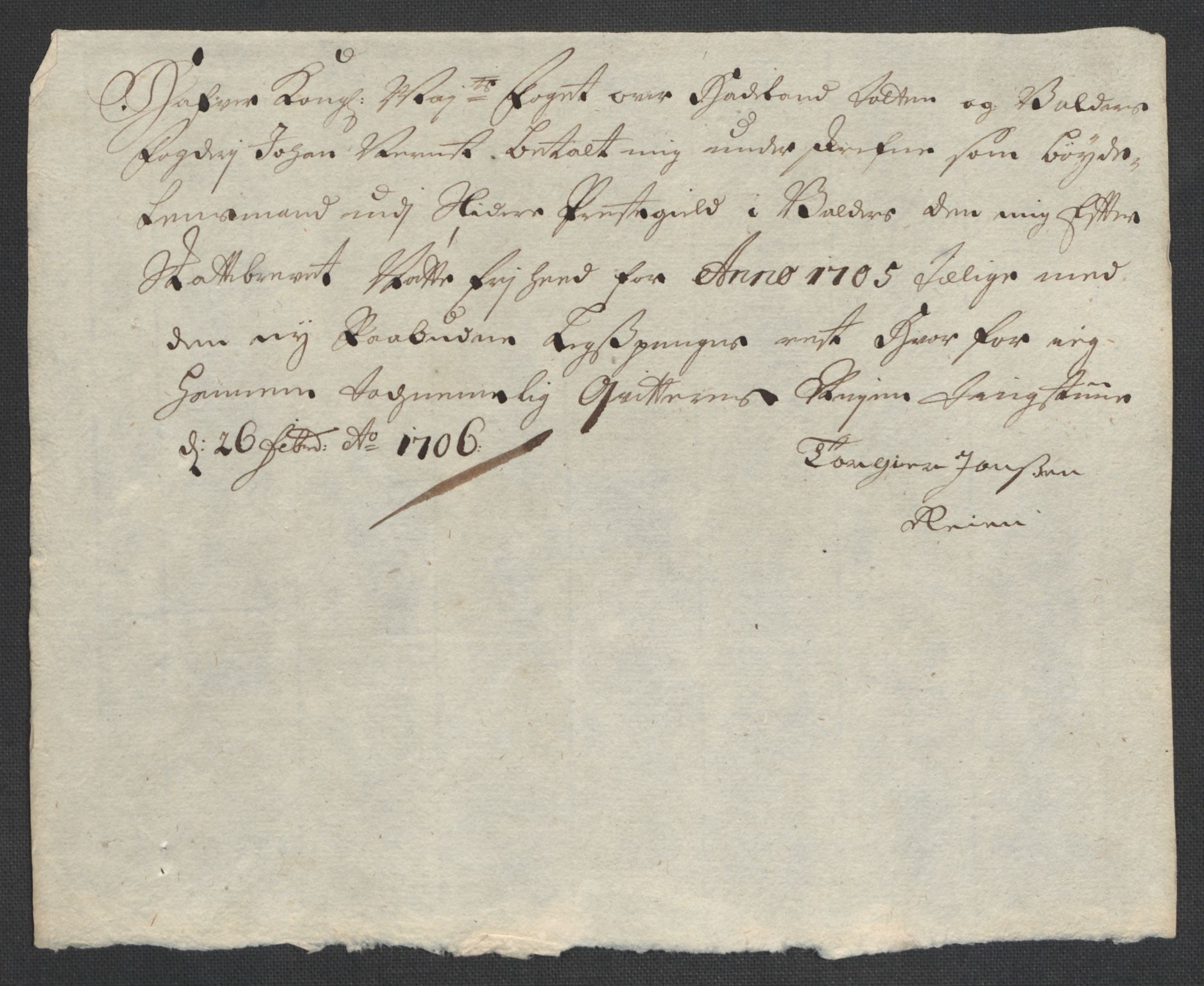 Rentekammeret inntil 1814, Reviderte regnskaper, Fogderegnskap, AV/RA-EA-4092/R18/L1303: Fogderegnskap Hadeland, Toten og Valdres, 1705, s. 58