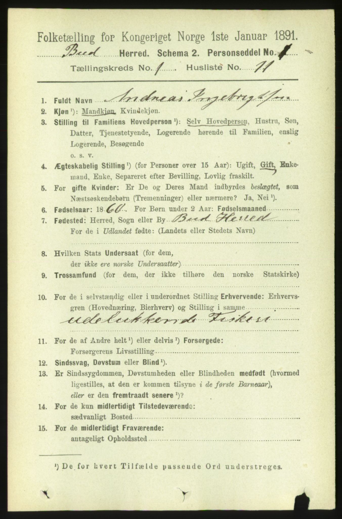 RA, Folketelling 1891 for 1549 Bud herred, 1891, s. 168