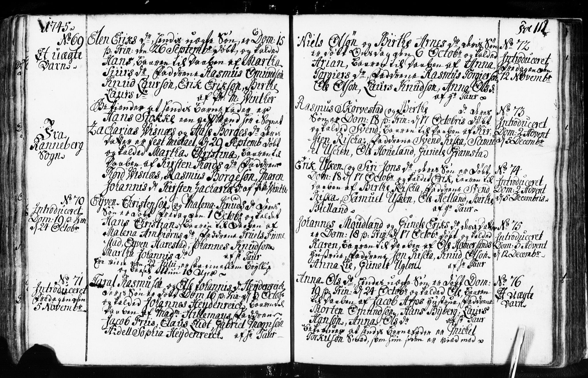 Domkirken sokneprestkontor, AV/SAST-A-101812/001/30/30BB/L0003: Klokkerbok nr. B 3, 1733-1751, s. 112