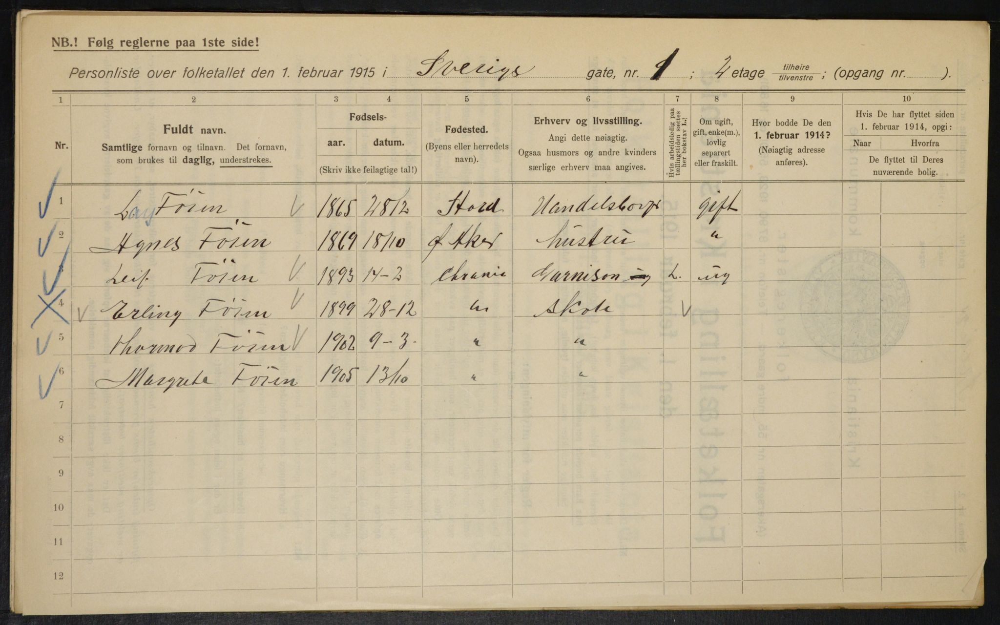 OBA, Kommunal folketelling 1.2.1915 for Kristiania, 1915, s. 106022