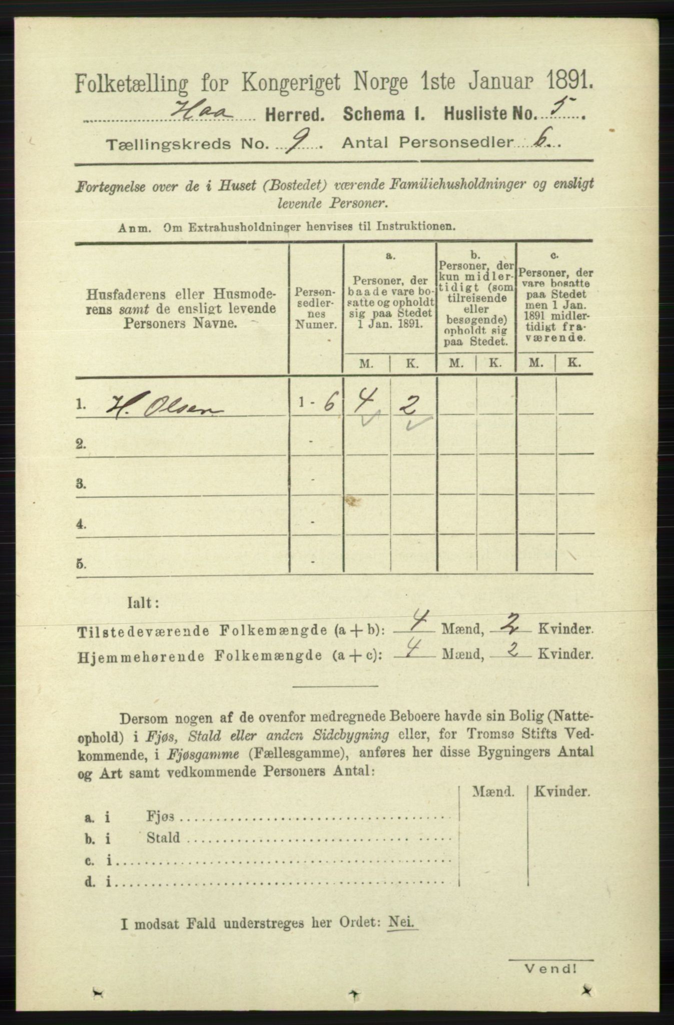 RA, Folketelling 1891 for 1119 Hå herred, 1891, s. 2170