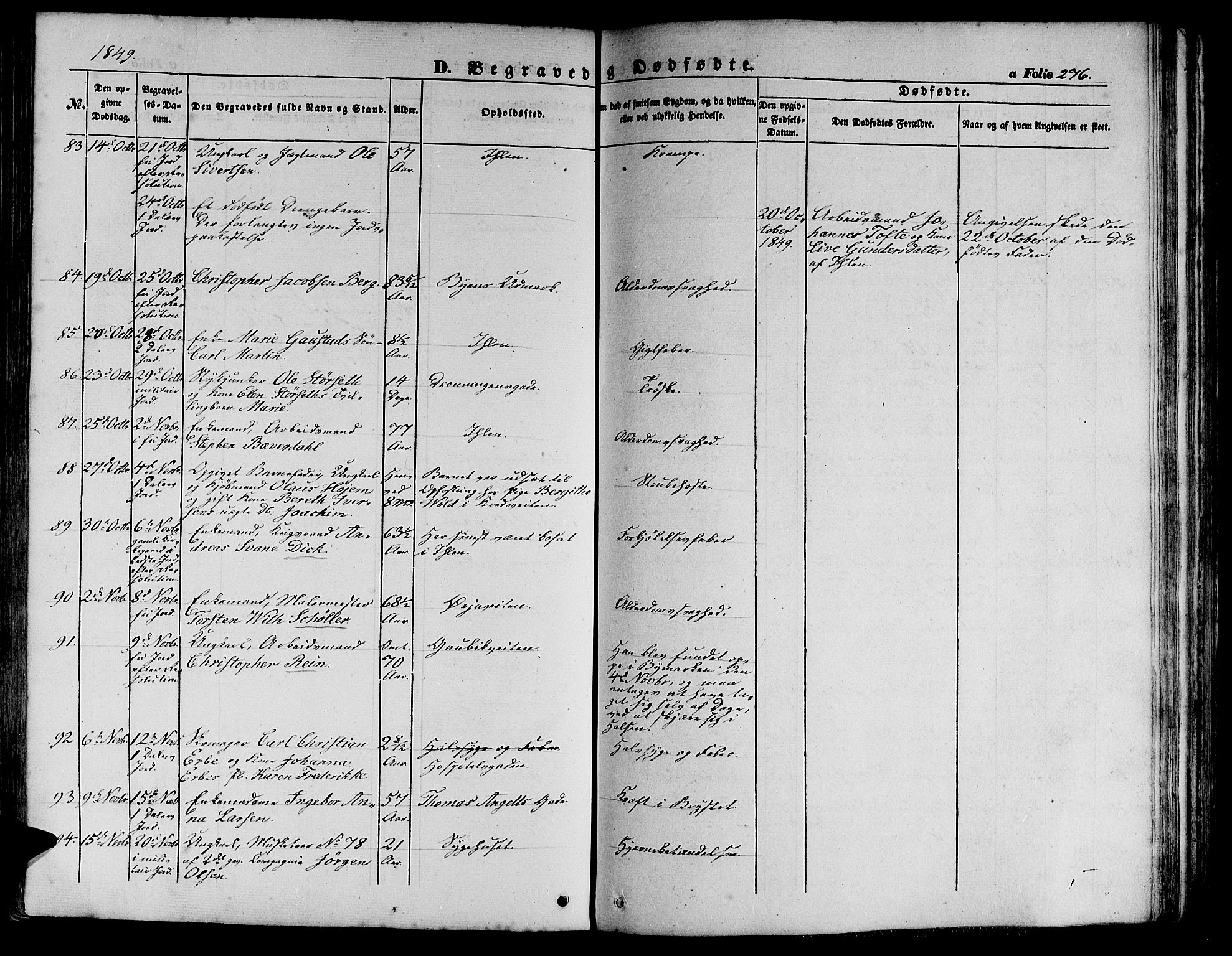 Ministerialprotokoller, klokkerbøker og fødselsregistre - Sør-Trøndelag, SAT/A-1456/602/L0137: Klokkerbok nr. 602C05, 1846-1856, s. 276
