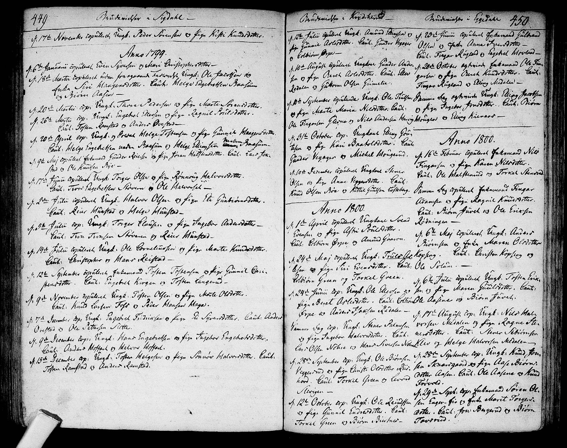 Sigdal kirkebøker, AV/SAKO-A-245/F/Fa/L0003: Ministerialbok nr. I 3, 1793-1811, s. 449-450