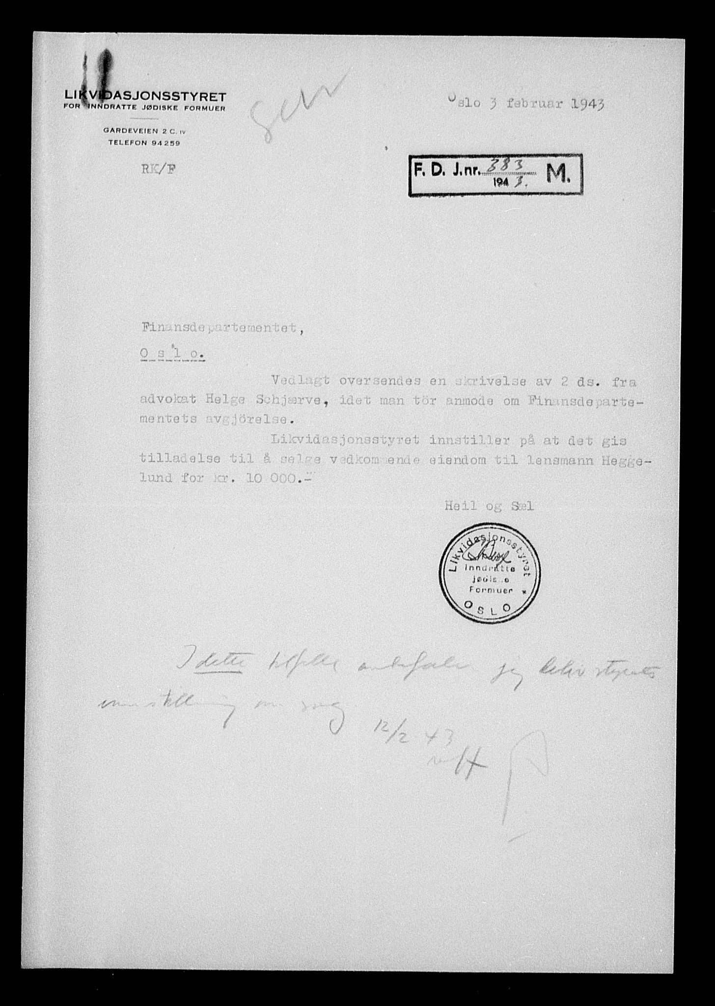 Justisdepartementet, Tilbakeføringskontoret for inndratte formuer, RA/S-1564/H/Hc/Hcc/L0973: --, 1945-1947, s. 386