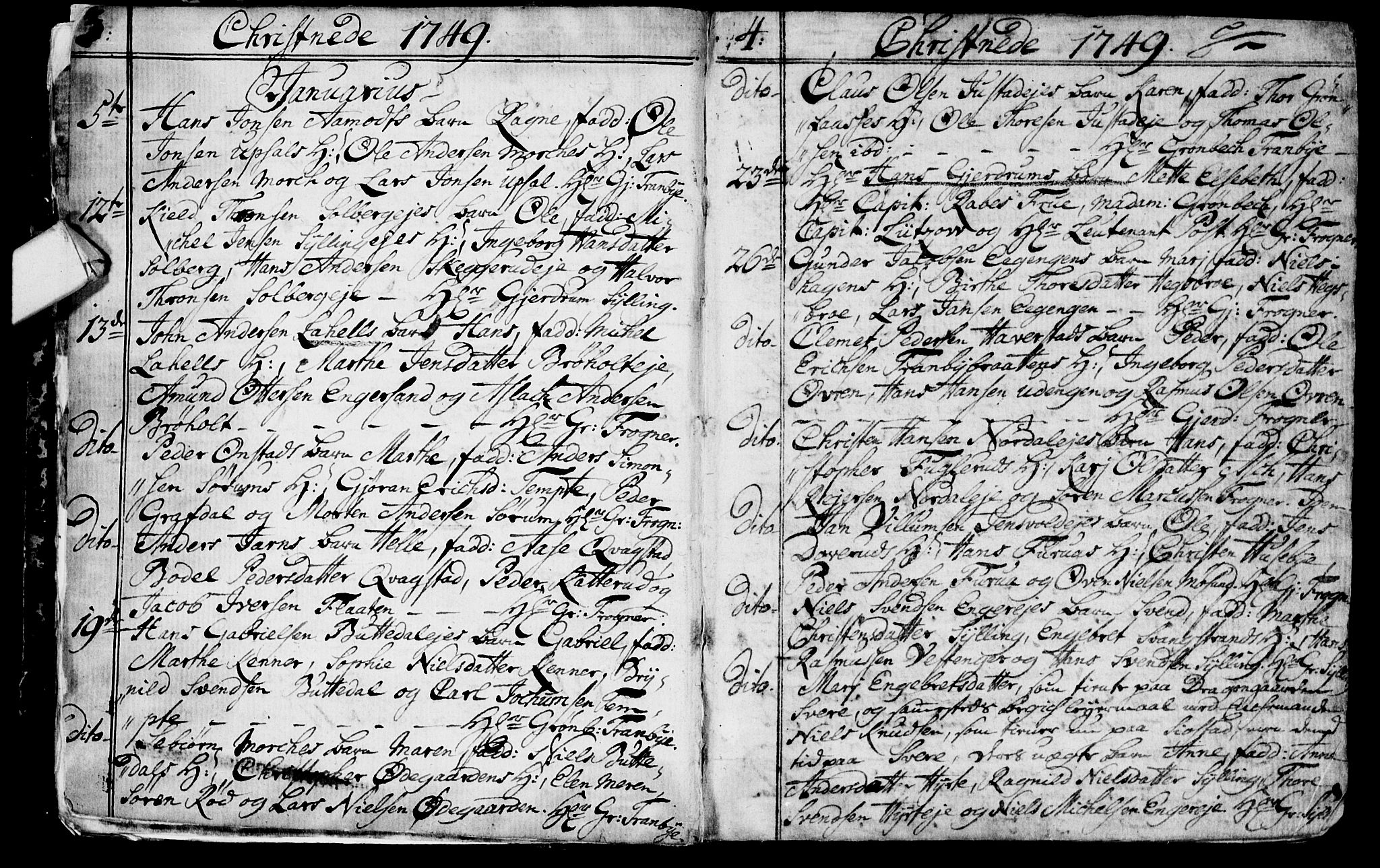 Lier kirkebøker, SAKO/A-230/F/Fa/L0004: Ministerialbok nr. I 4, 1749-1764, s. 3-4