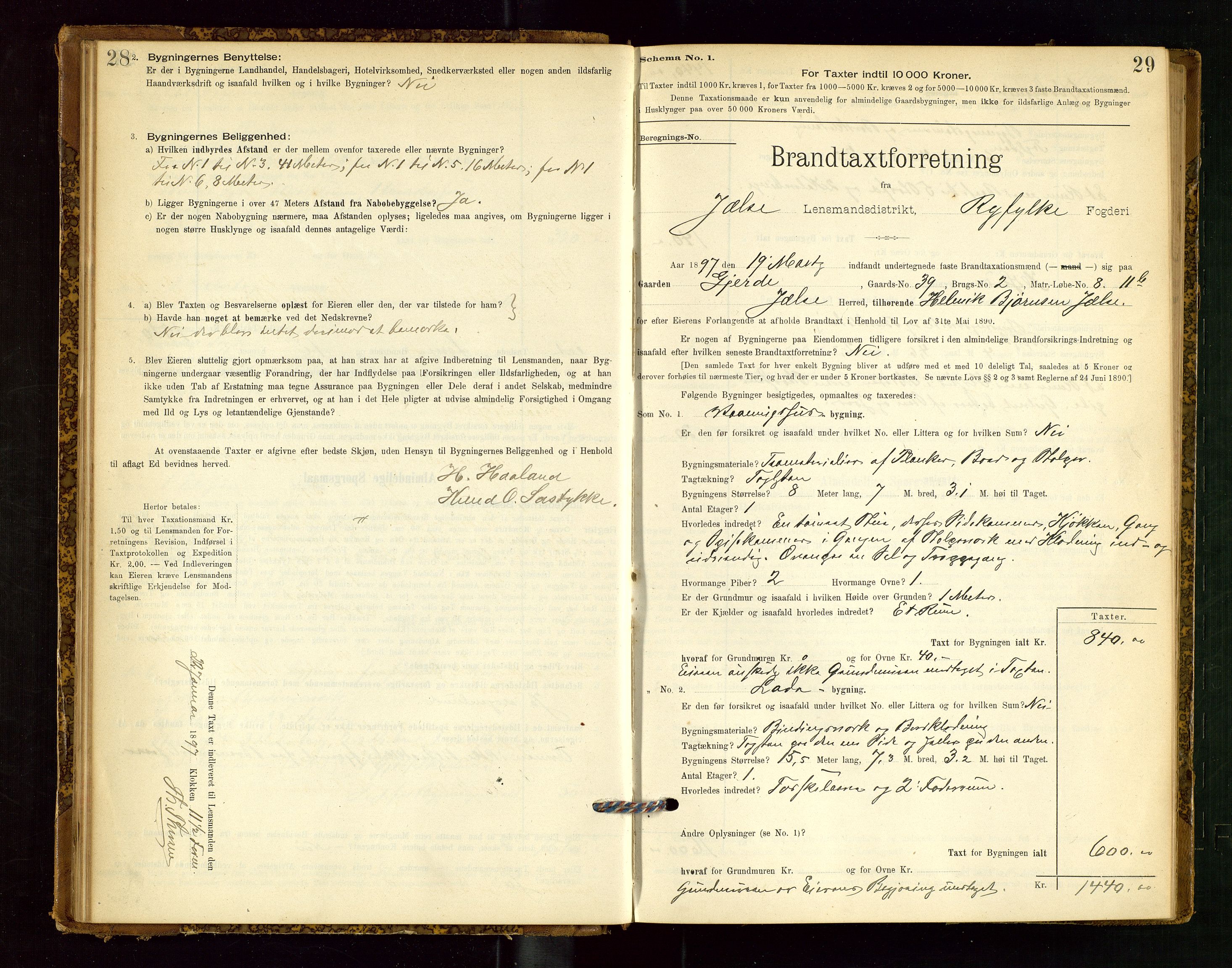 Jelsa lensmannskontor, AV/SAST-A-100360/Gob/L0001: "Brandtaxationsprotocol", 1895-1918, s. 28-29