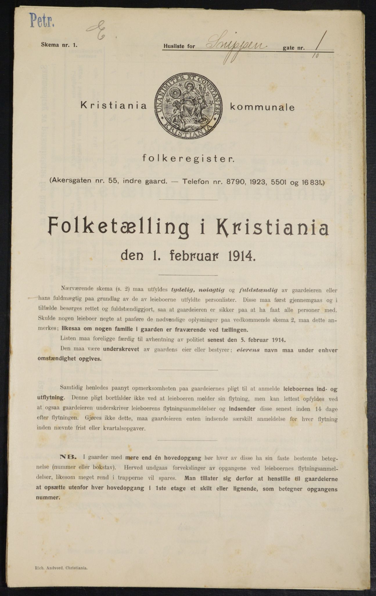 OBA, Kommunal folketelling 1.2.1914 for Kristiania, 1914, s. 97831