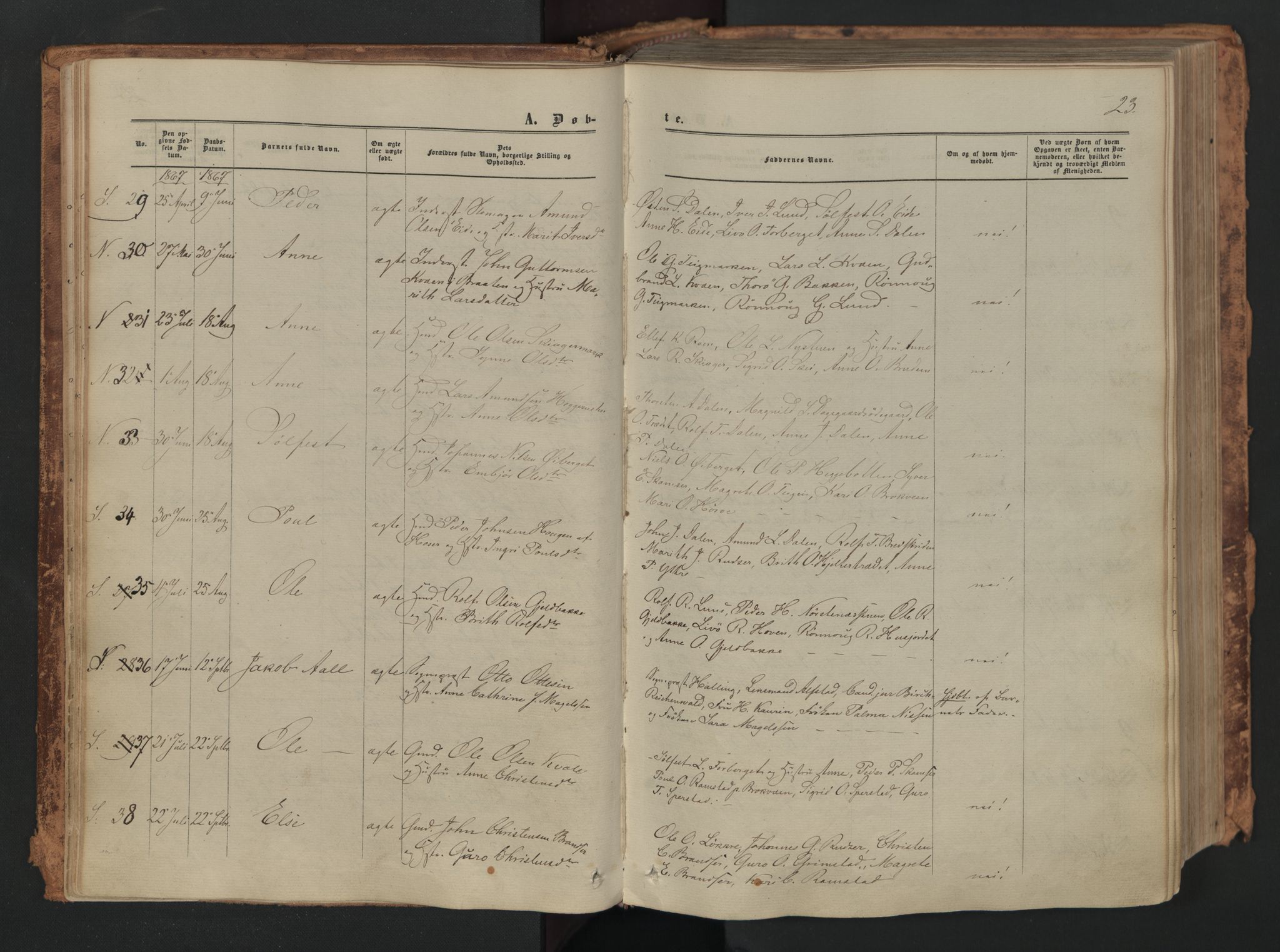 Skjåk prestekontor, AV/SAH-PREST-072/H/Ha/Haa/L0001: Ministerialbok nr. 1, 1863-1879, s. 23