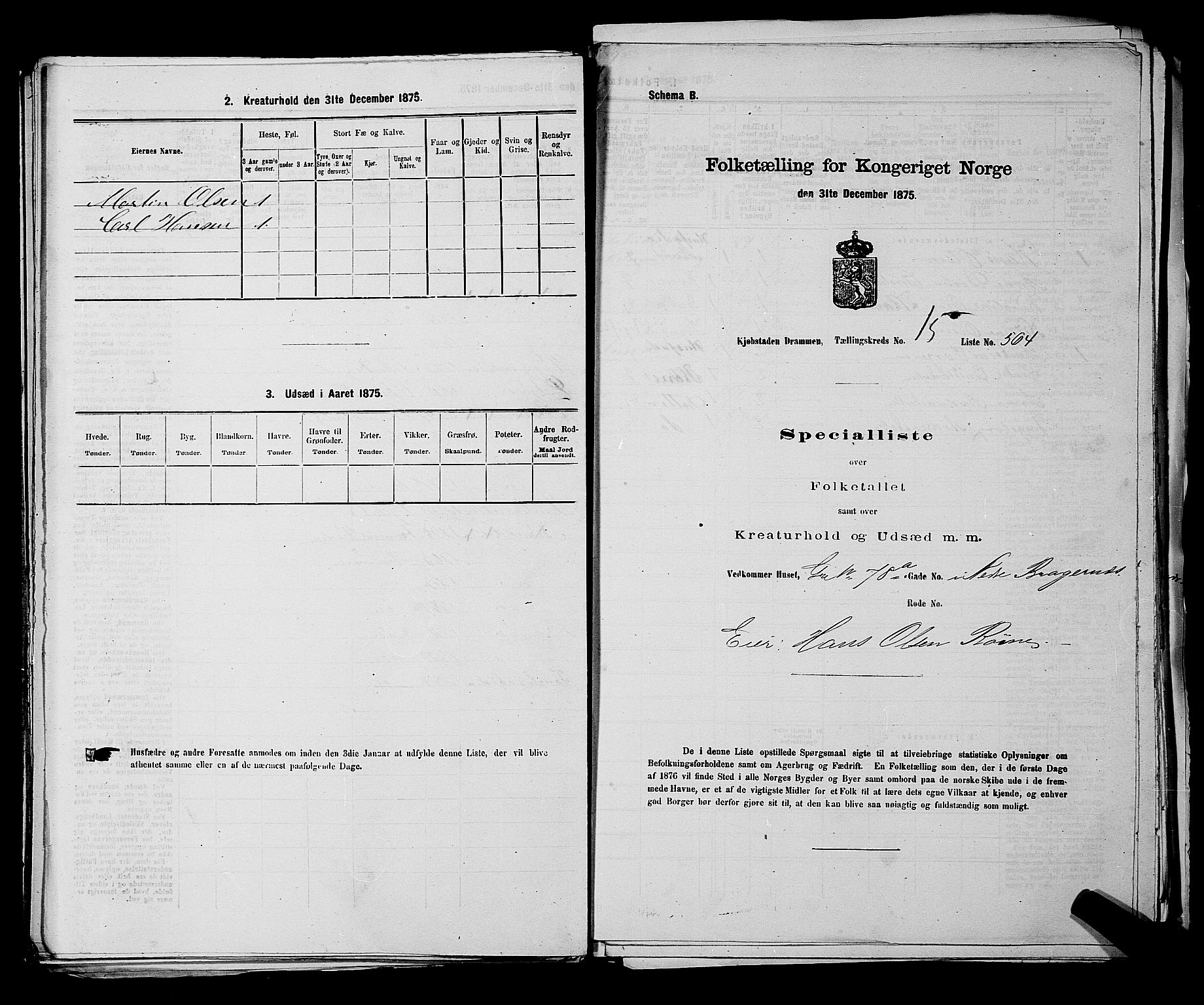 SAKO, Folketelling 1875 for 0602 Drammen kjøpstad, 1875, s. 1679
