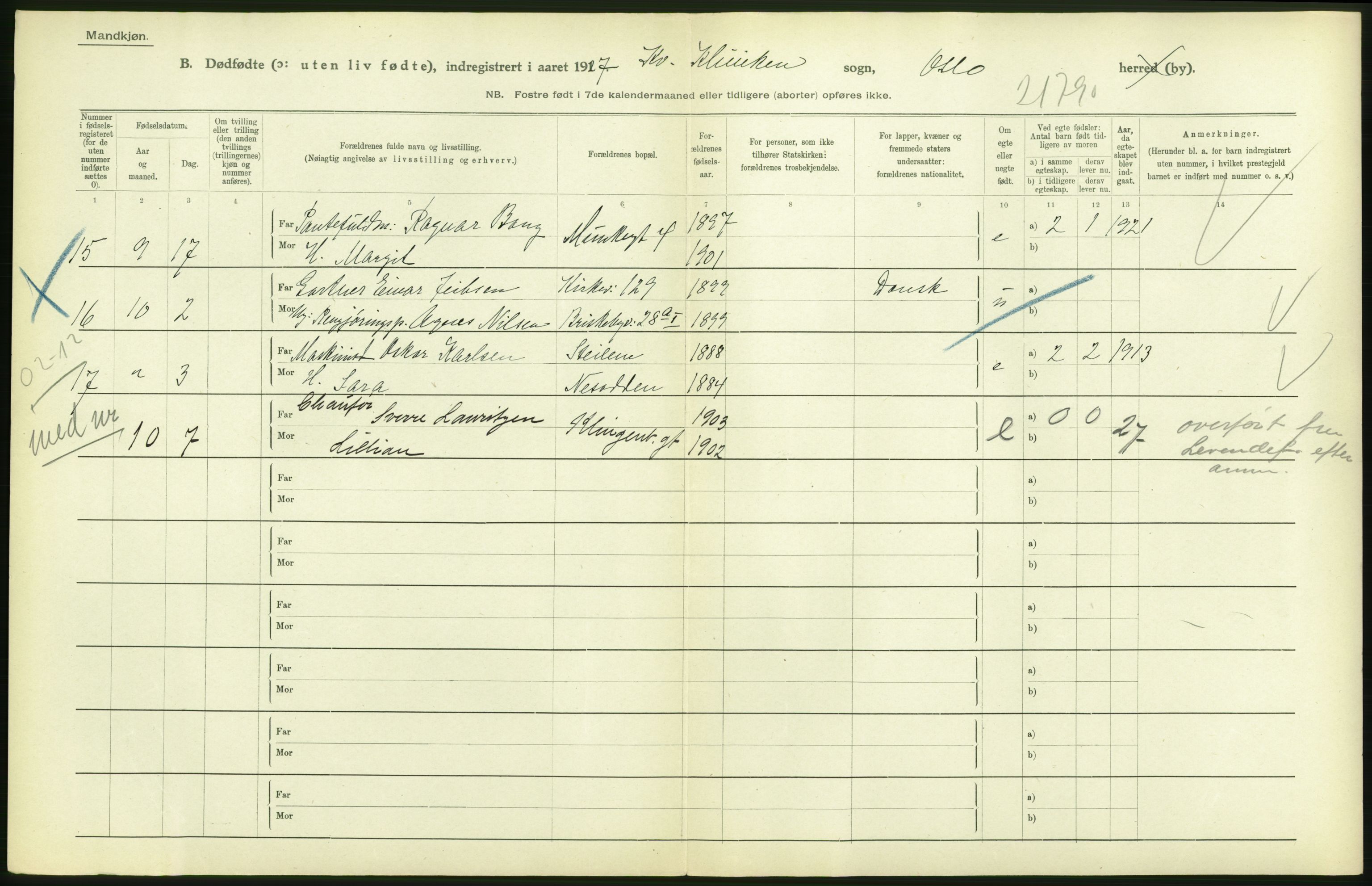 Statistisk sentralbyrå, Sosiodemografiske emner, Befolkning, AV/RA-S-2228/D/Df/Dfc/Dfcg/L0010: Oslo: Døde kvinner, dødfødte, 1927, s. 64