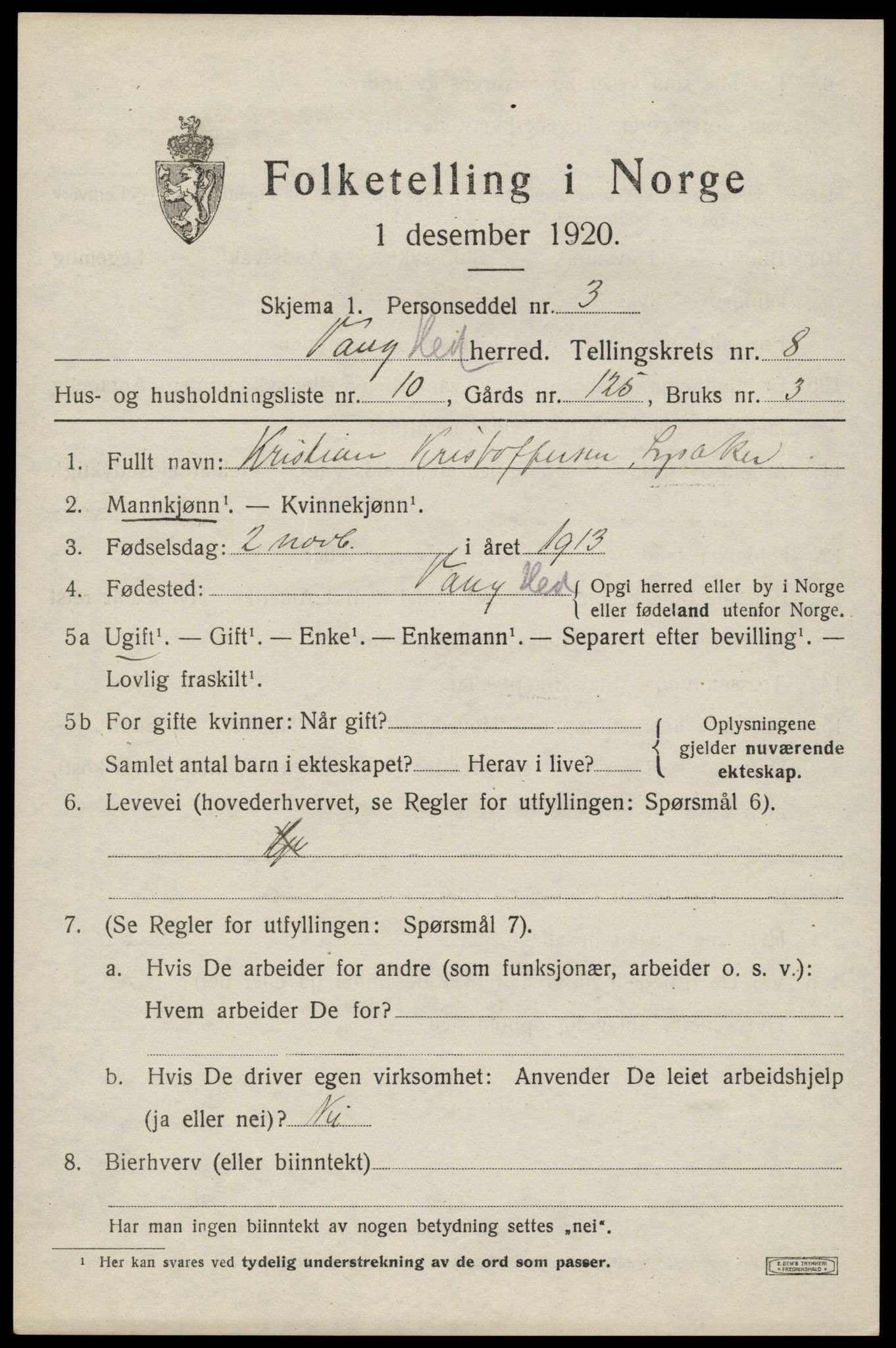 SAH, Folketelling 1920 for 0414 Vang herred, 1920, s. 17551