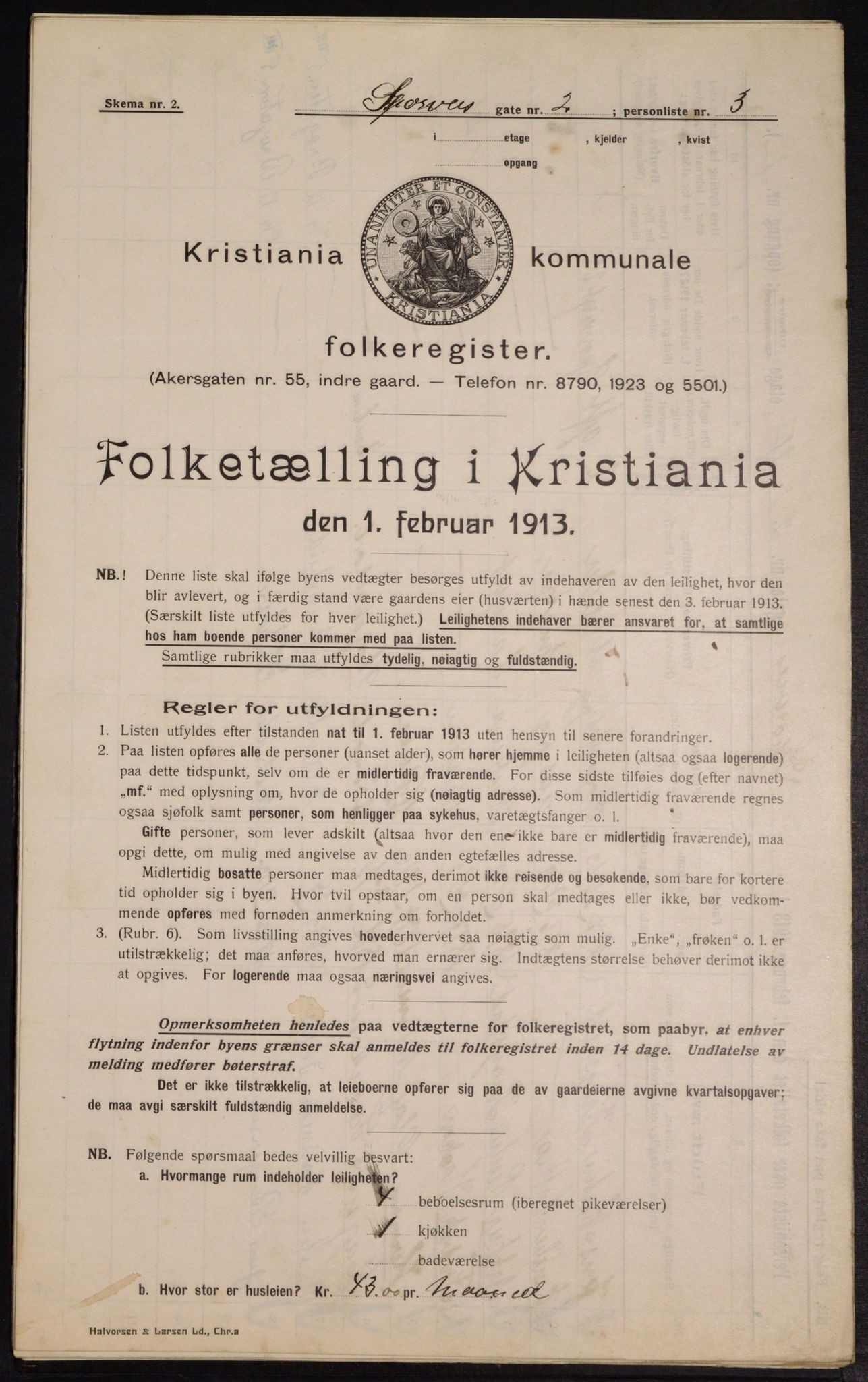 OBA, Kommunal folketelling 1.2.1913 for Kristiania, 1913, s. 100438