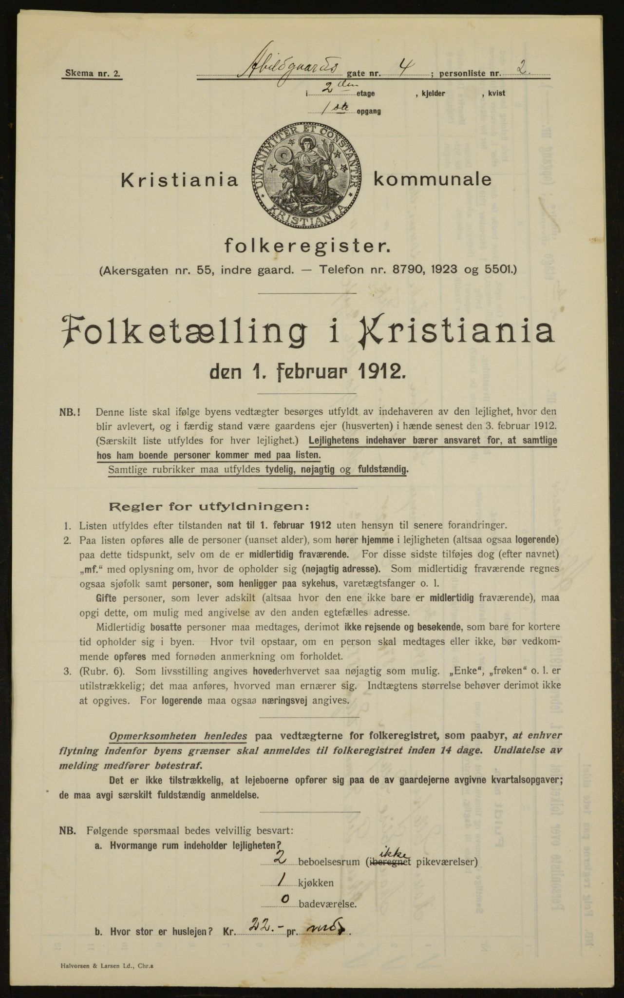 OBA, Kommunal folketelling 1.2.1912 for Kristiania, 1912, s. 18