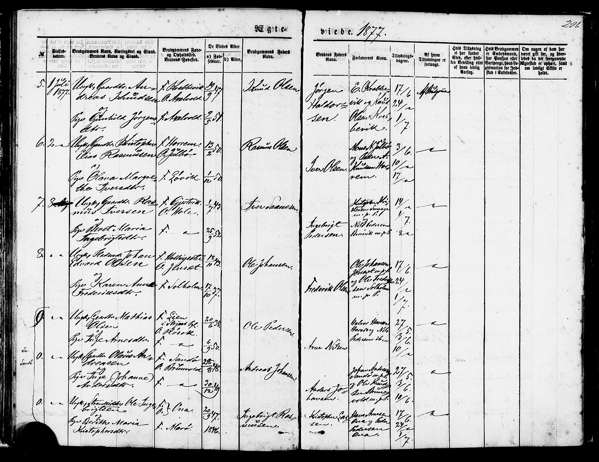 Ministerialprotokoller, klokkerbøker og fødselsregistre - Møre og Romsdal, AV/SAT-A-1454/560/L0720: Ministerialbok nr. 560A04, 1873-1878, s. 216