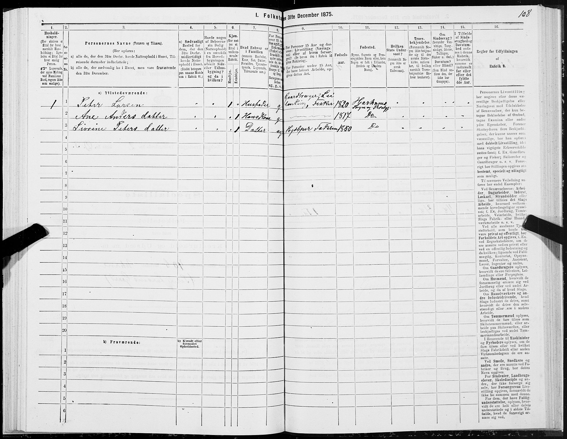 SAT, Folketelling 1875 for 1534P Haram prestegjeld, 1875, s. 1108